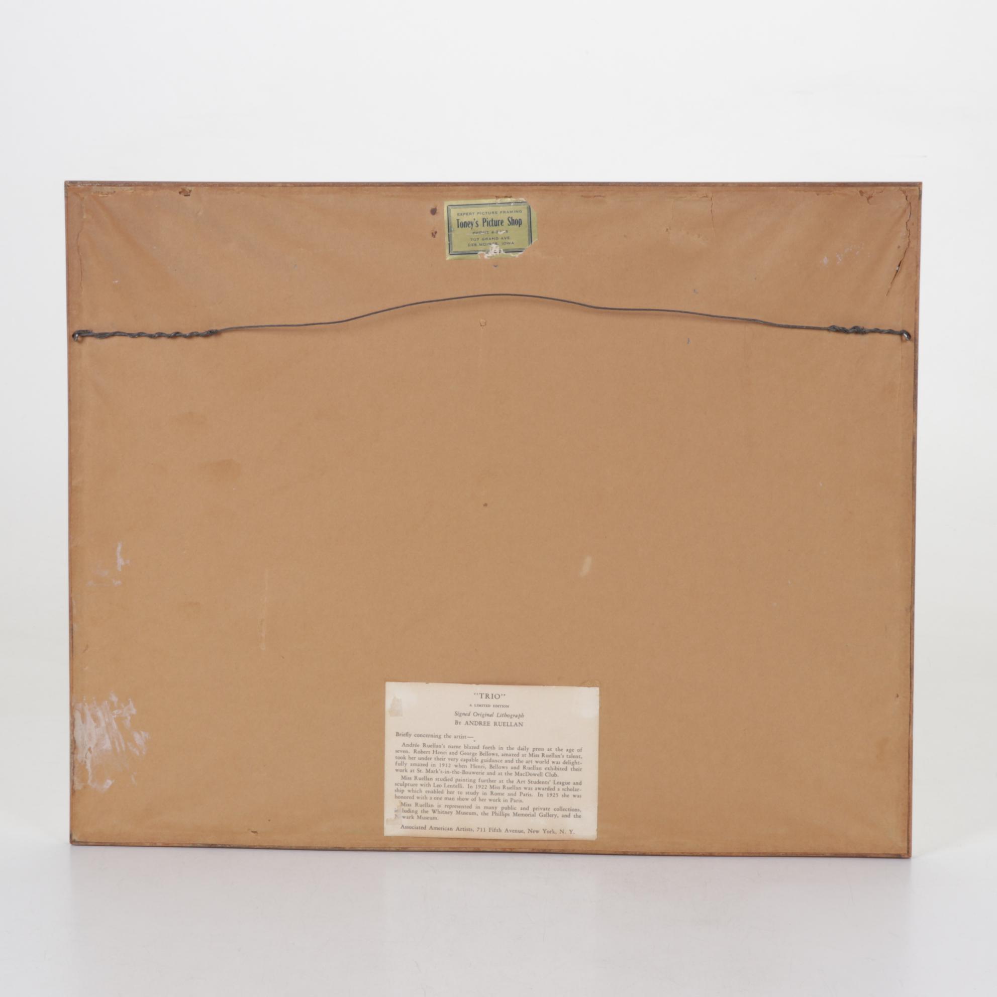 Andre Ruellan "Trio" Lithograph, 1940