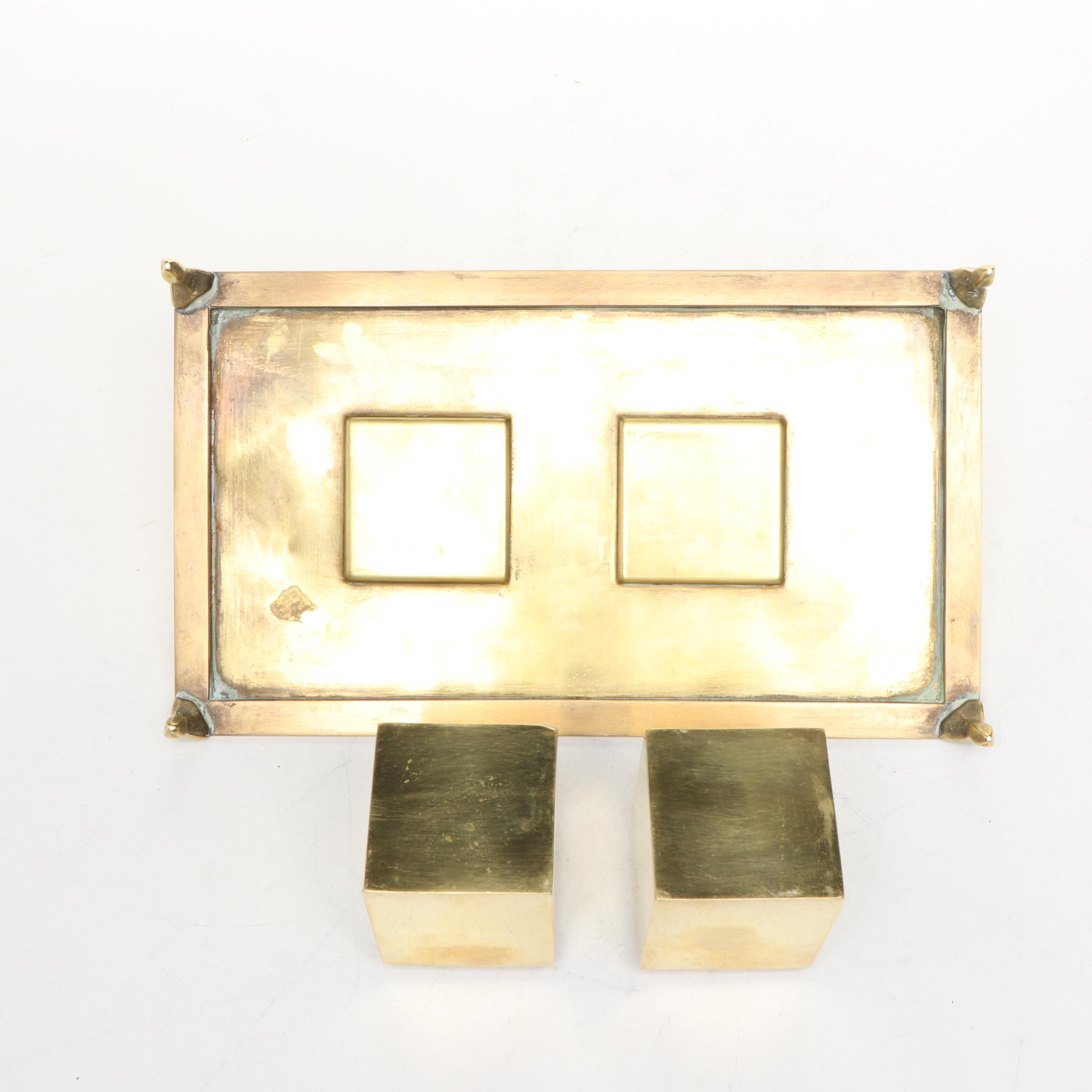 "Thinking Outside the Box" Figurine with Brass Inkwell Desk Set