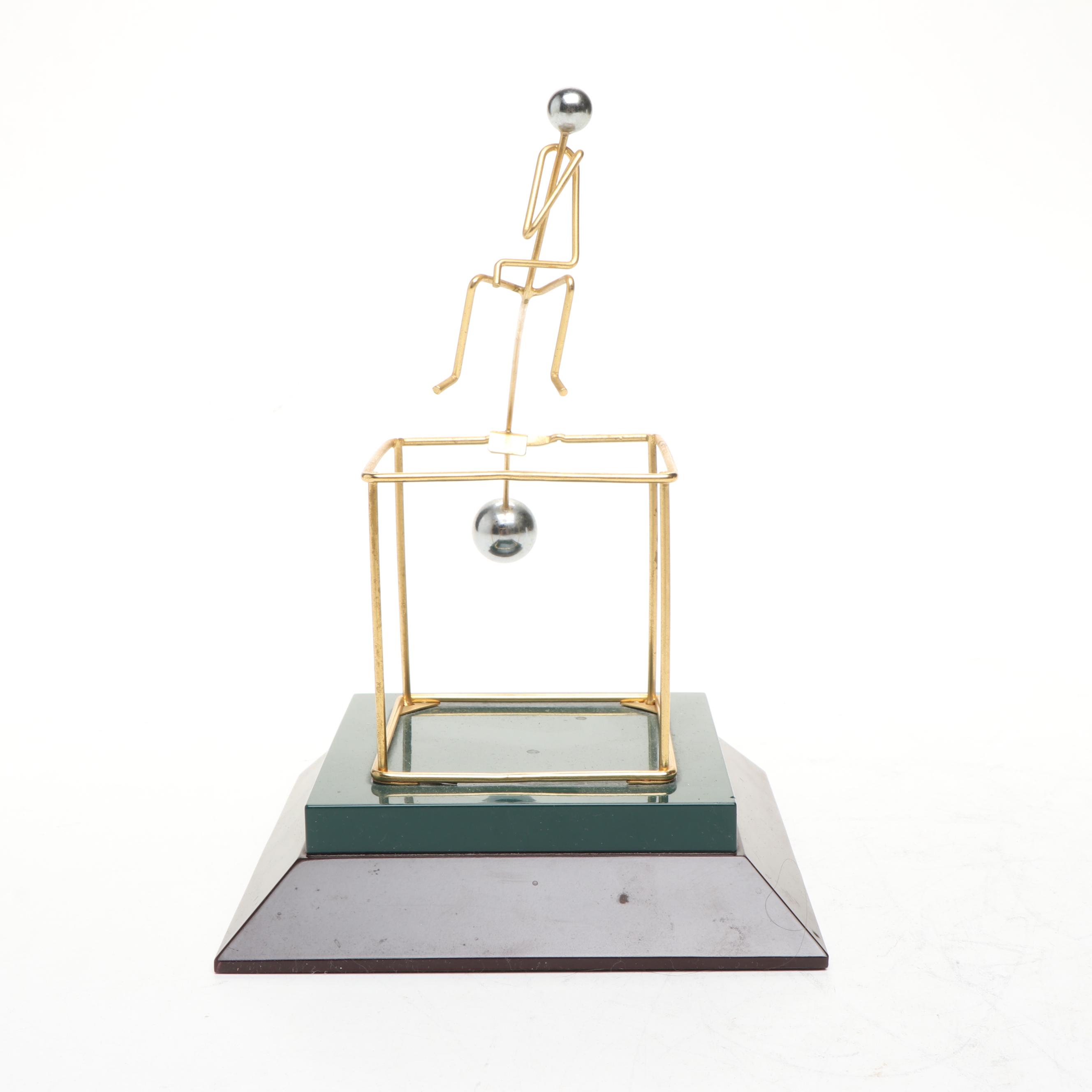 "Thinking Outside the Box" Figurine with Brass Inkwell Desk Set