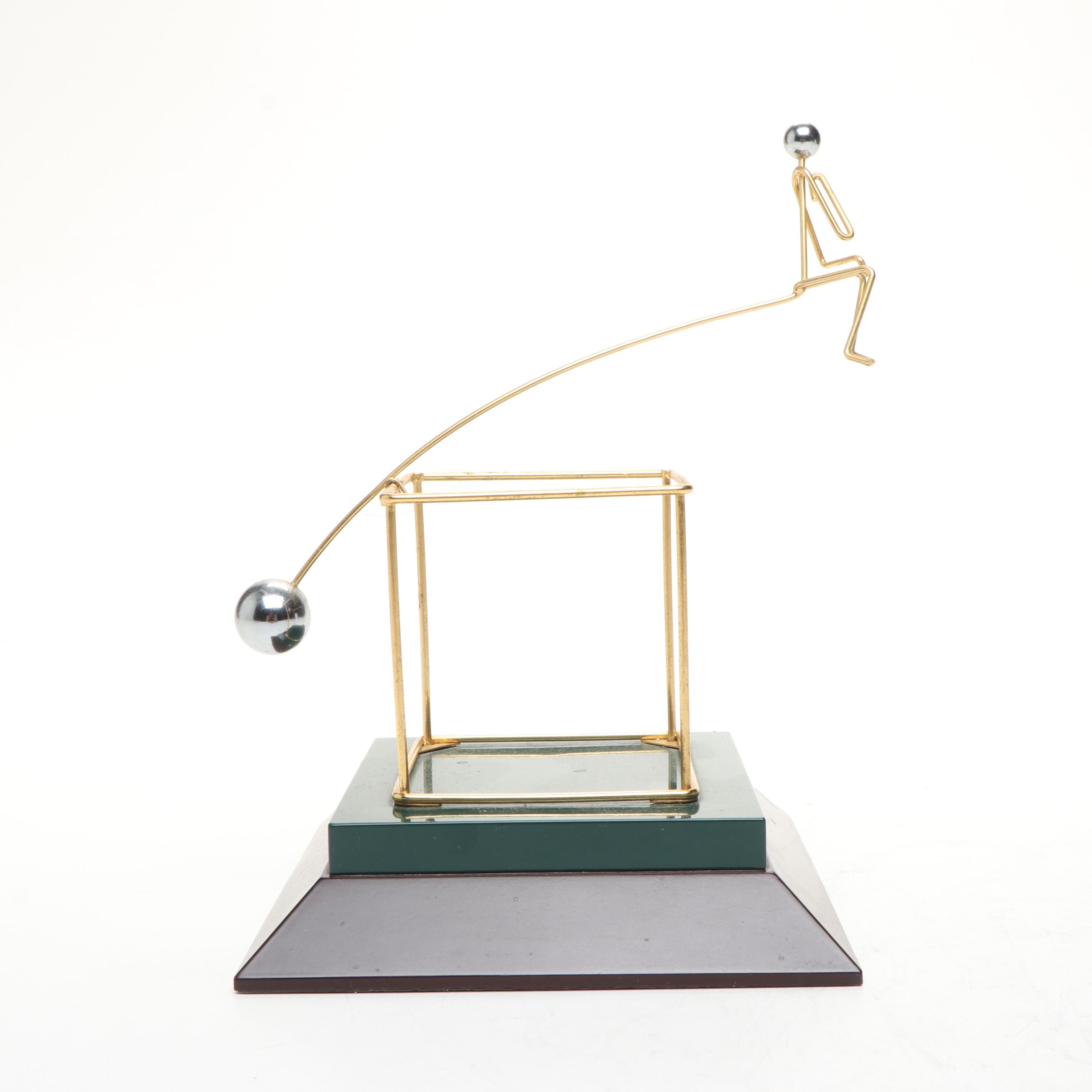 "Thinking Outside the Box" Figurine with Brass Inkwell Desk Set