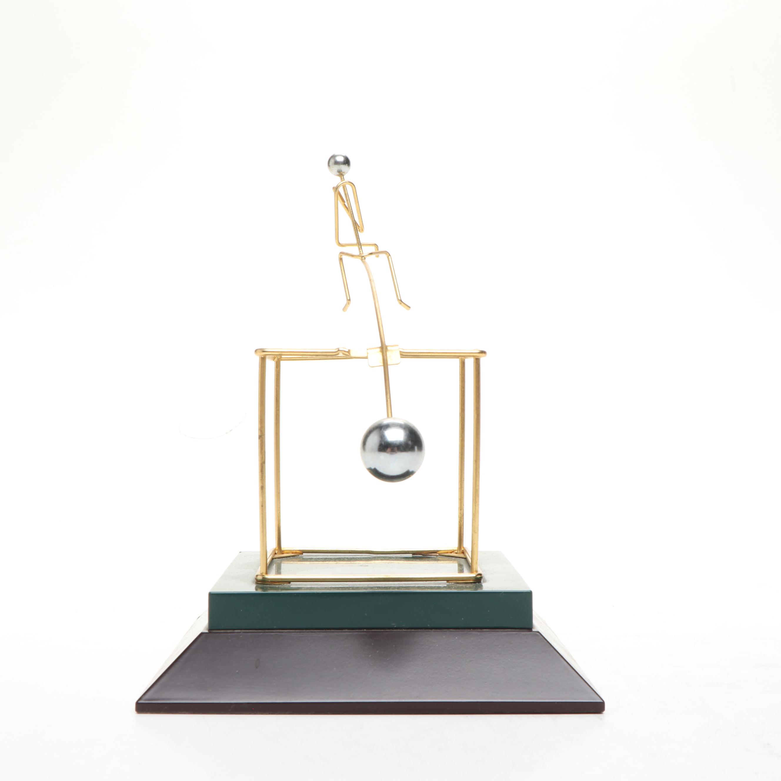 "Thinking Outside the Box" Figurine with Brass Inkwell Desk Set