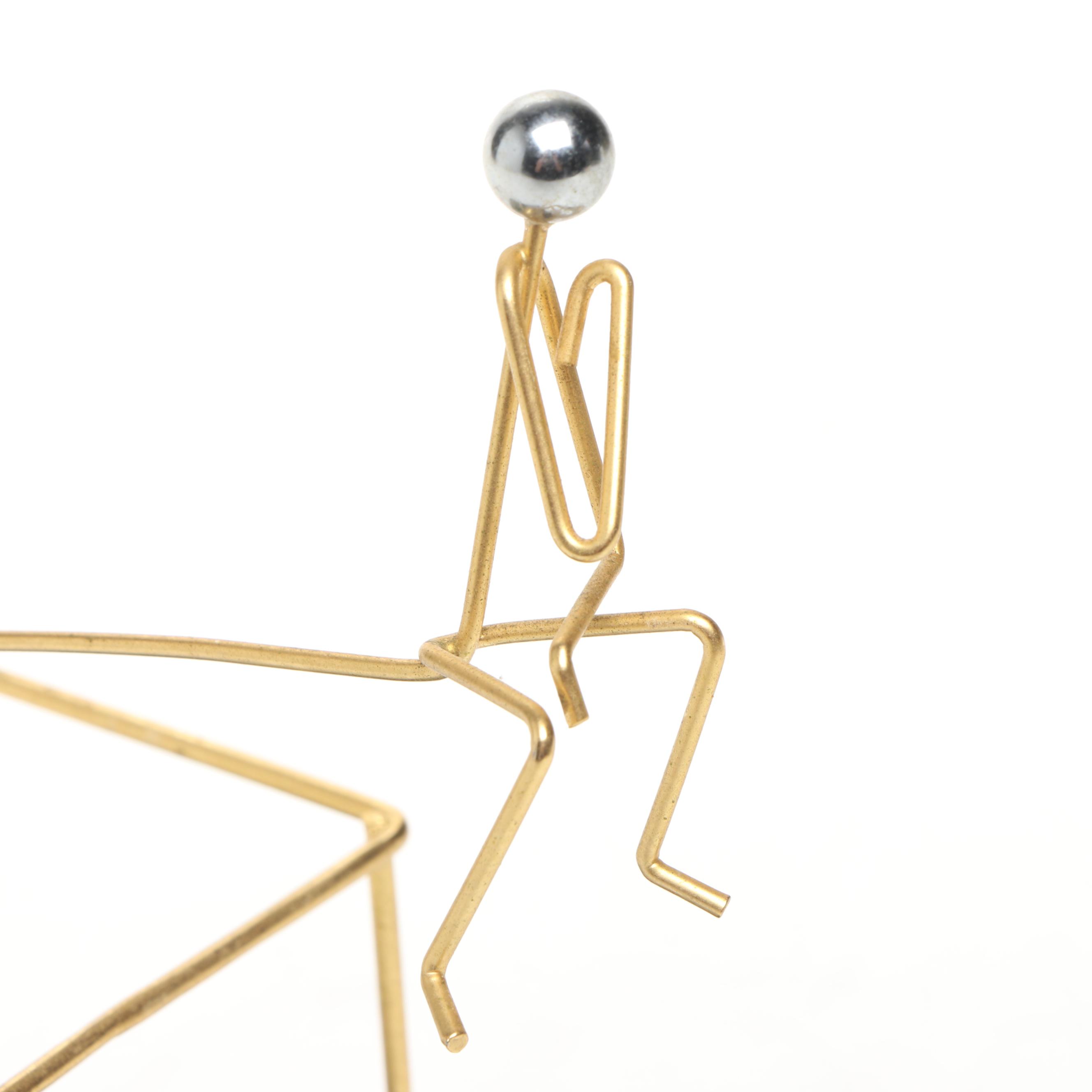 "Thinking Outside the Box" Figurine with Brass Inkwell Desk Set