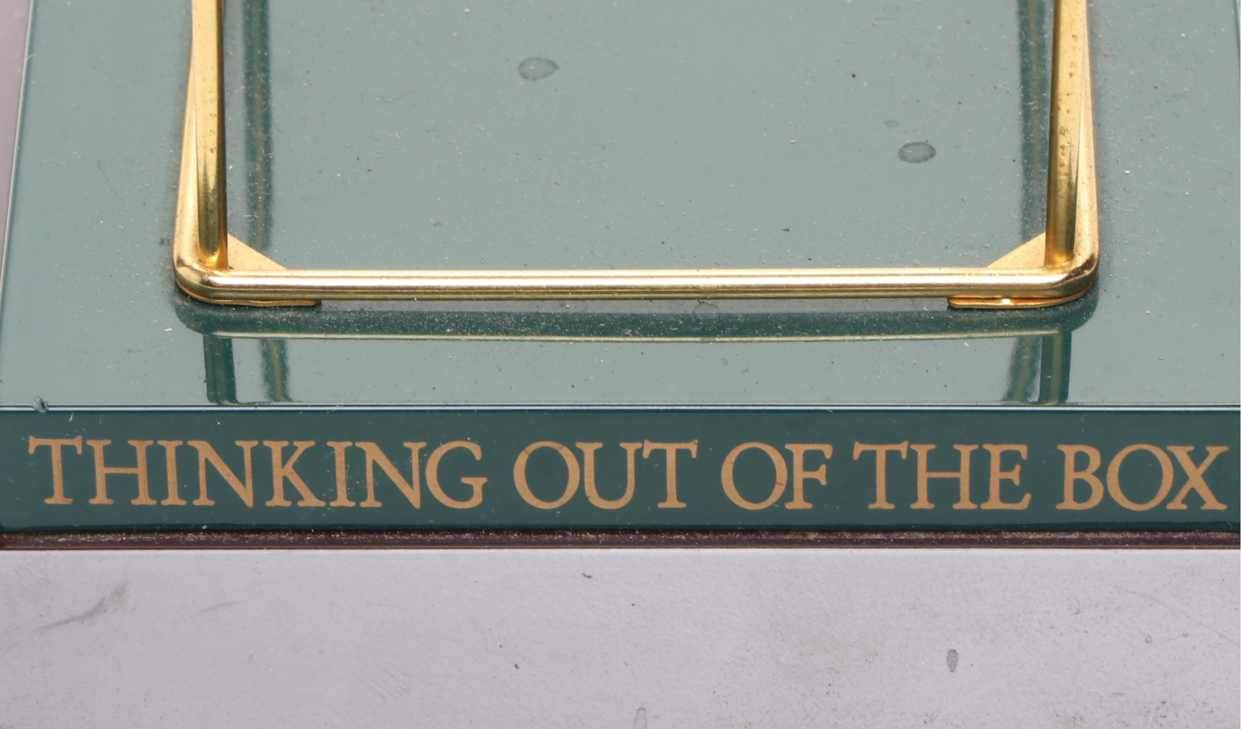 "Thinking Outside the Box" Figurine with Brass Inkwell Desk Set