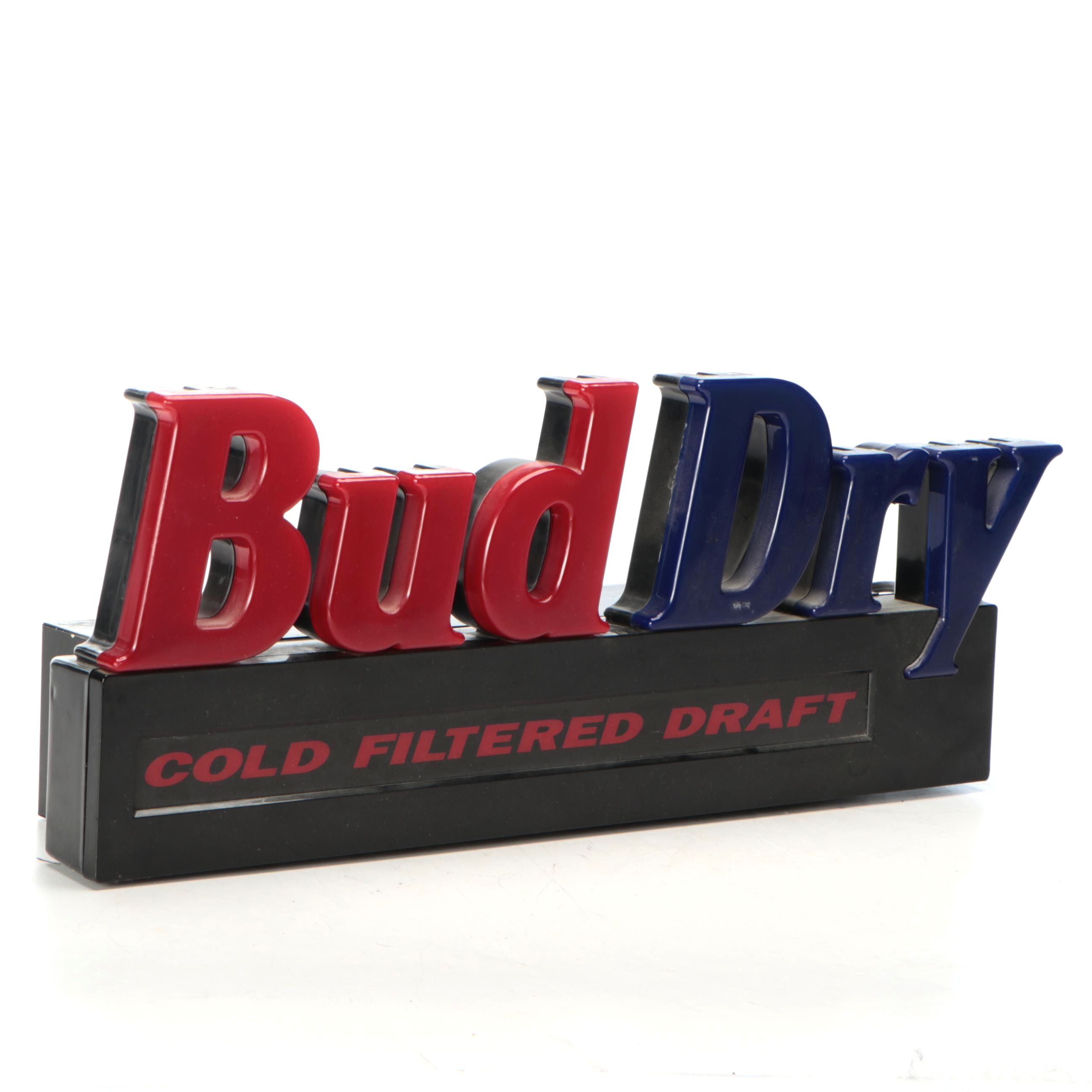 Bud Dry Cold Filtered Draft Illuminated Advertising Sign, 1990s