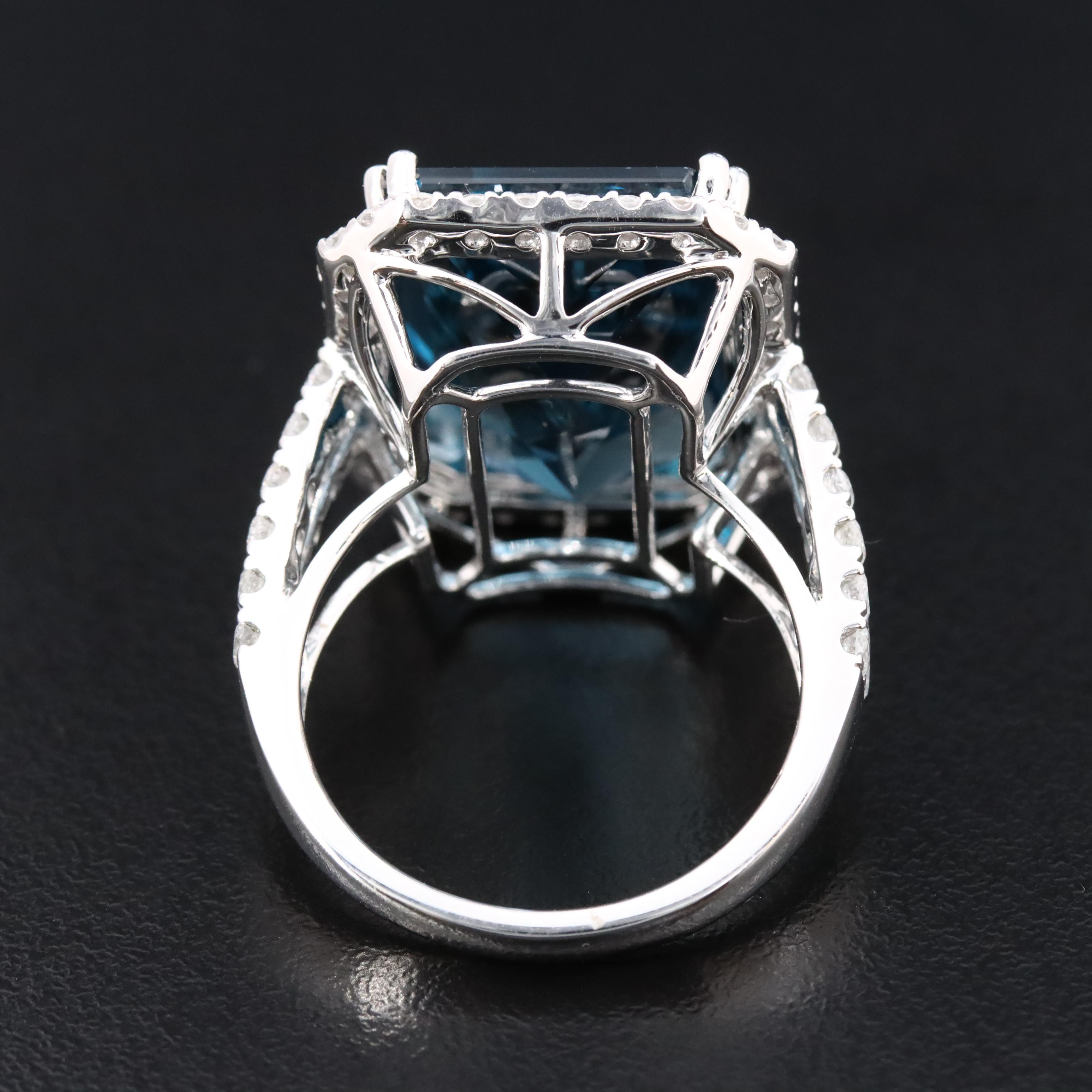 14K 16.78 CT London Blue Topaz and 1.37 CTW Diamond Ring