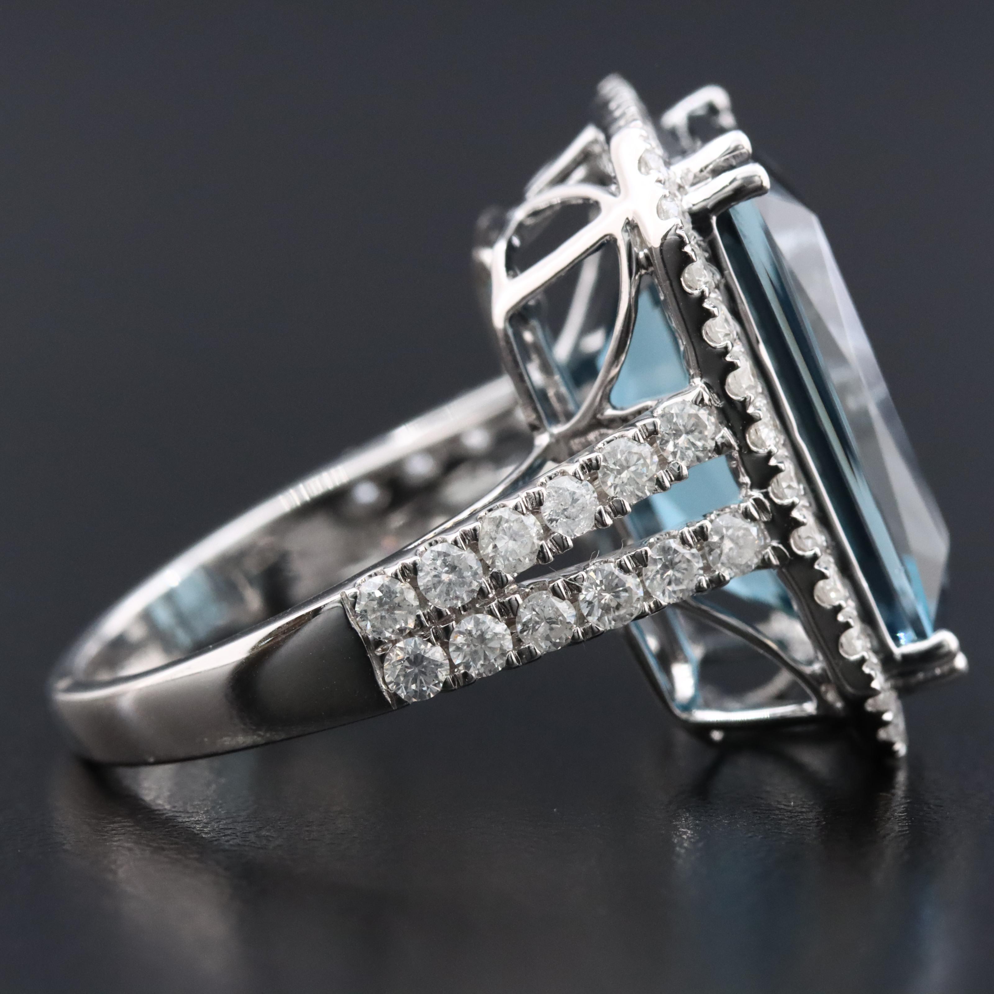 14K 16.78 CT London Blue Topaz and 1.37 CTW Diamond Ring