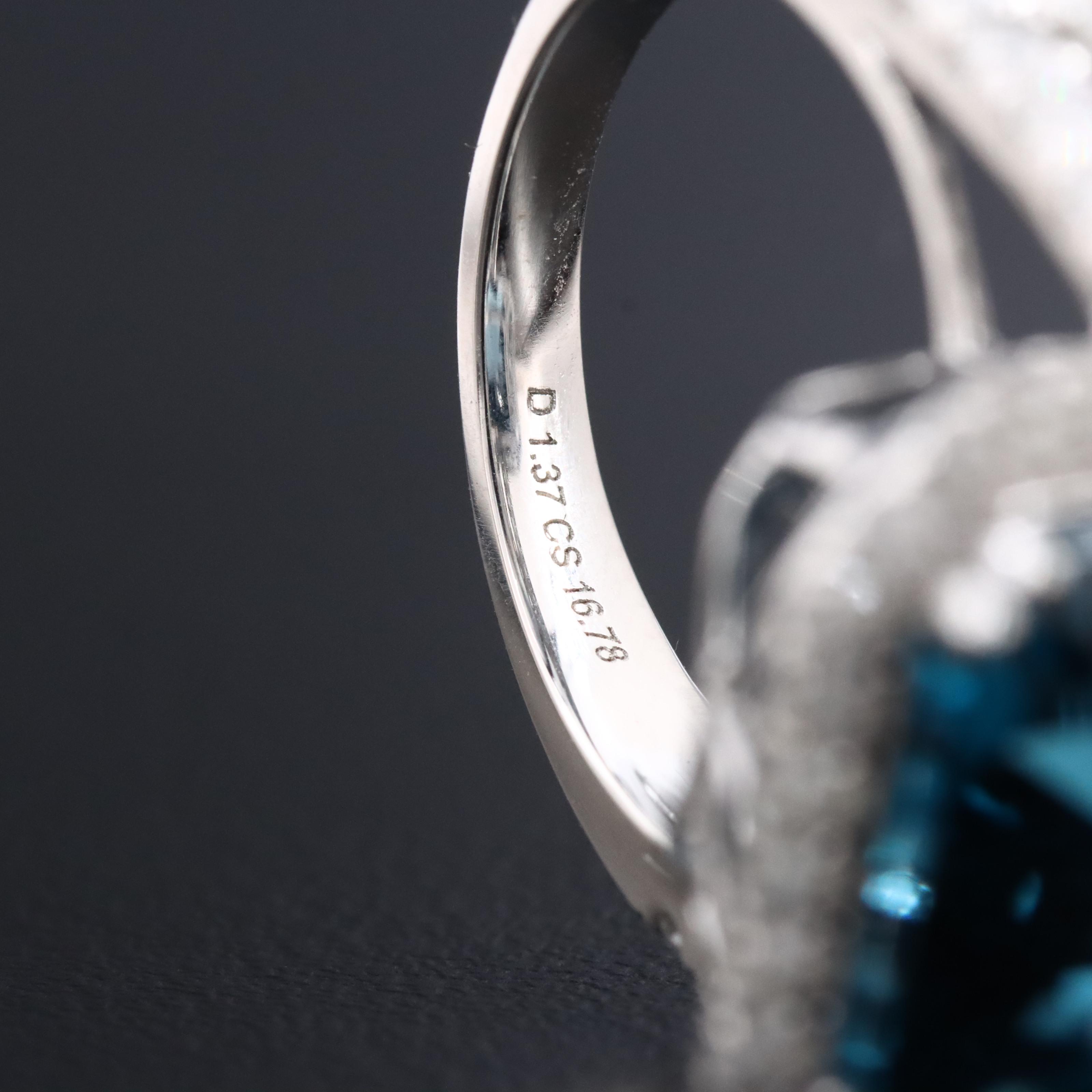 14K 16.78 CT London Blue Topaz and 1.37 CTW Diamond Ring