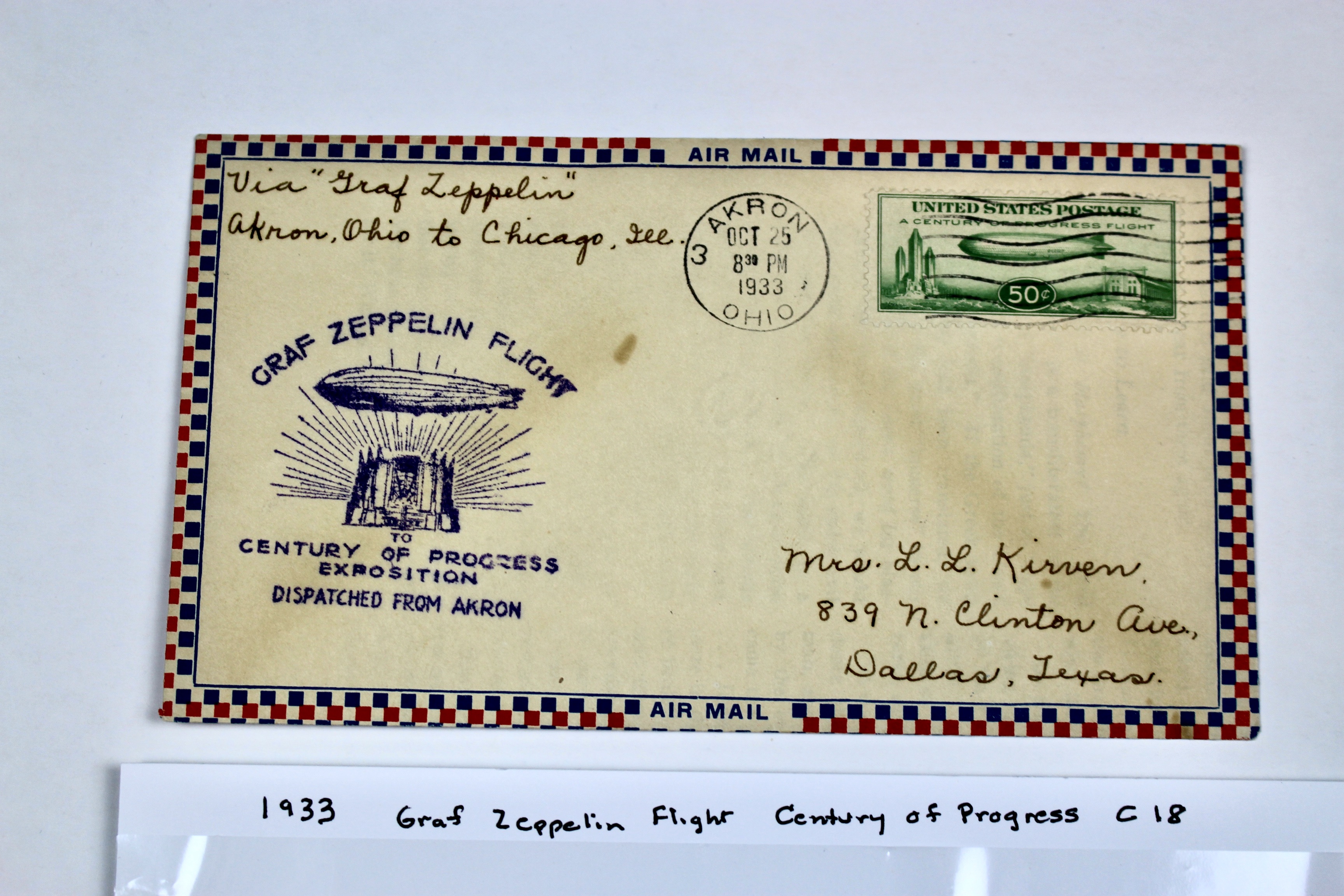 1933 Graf Zeppelin Century of Progress Postal Cover
