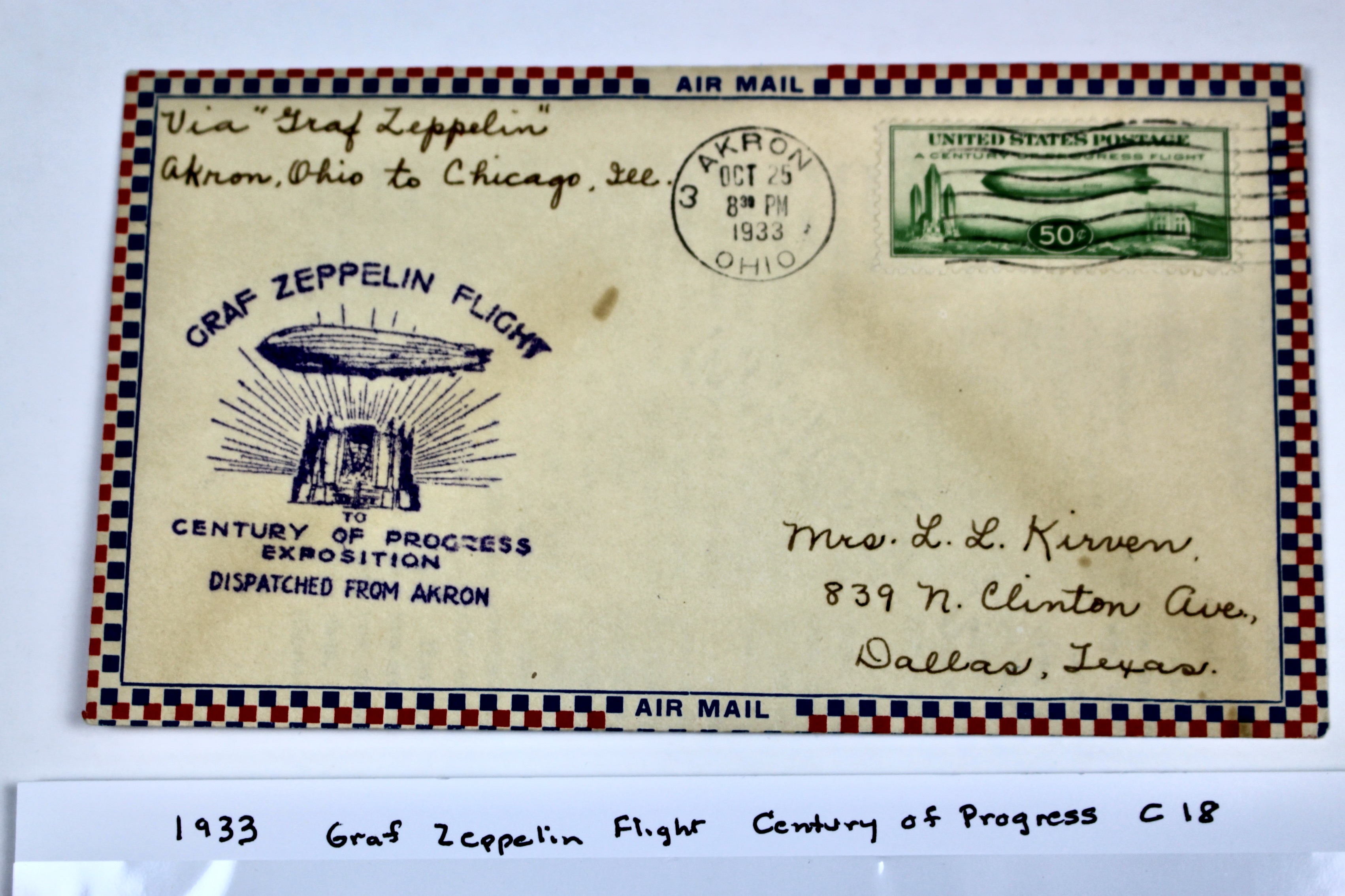 1933 Graf Zeppelin Century of Progress Postal Cover