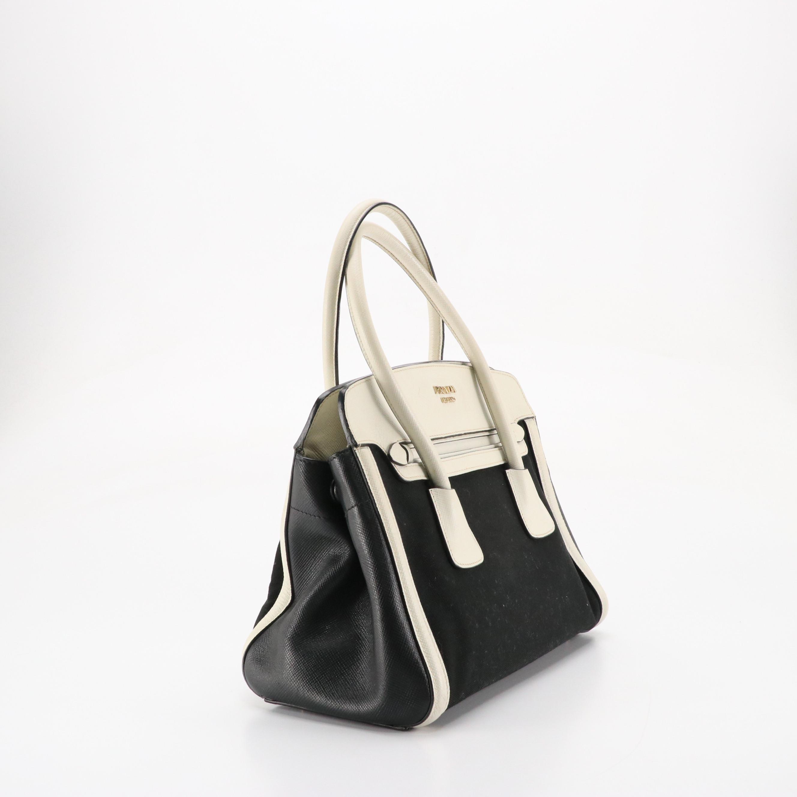 Prada Two-Way Bag in Canvas and Saffiano Leather