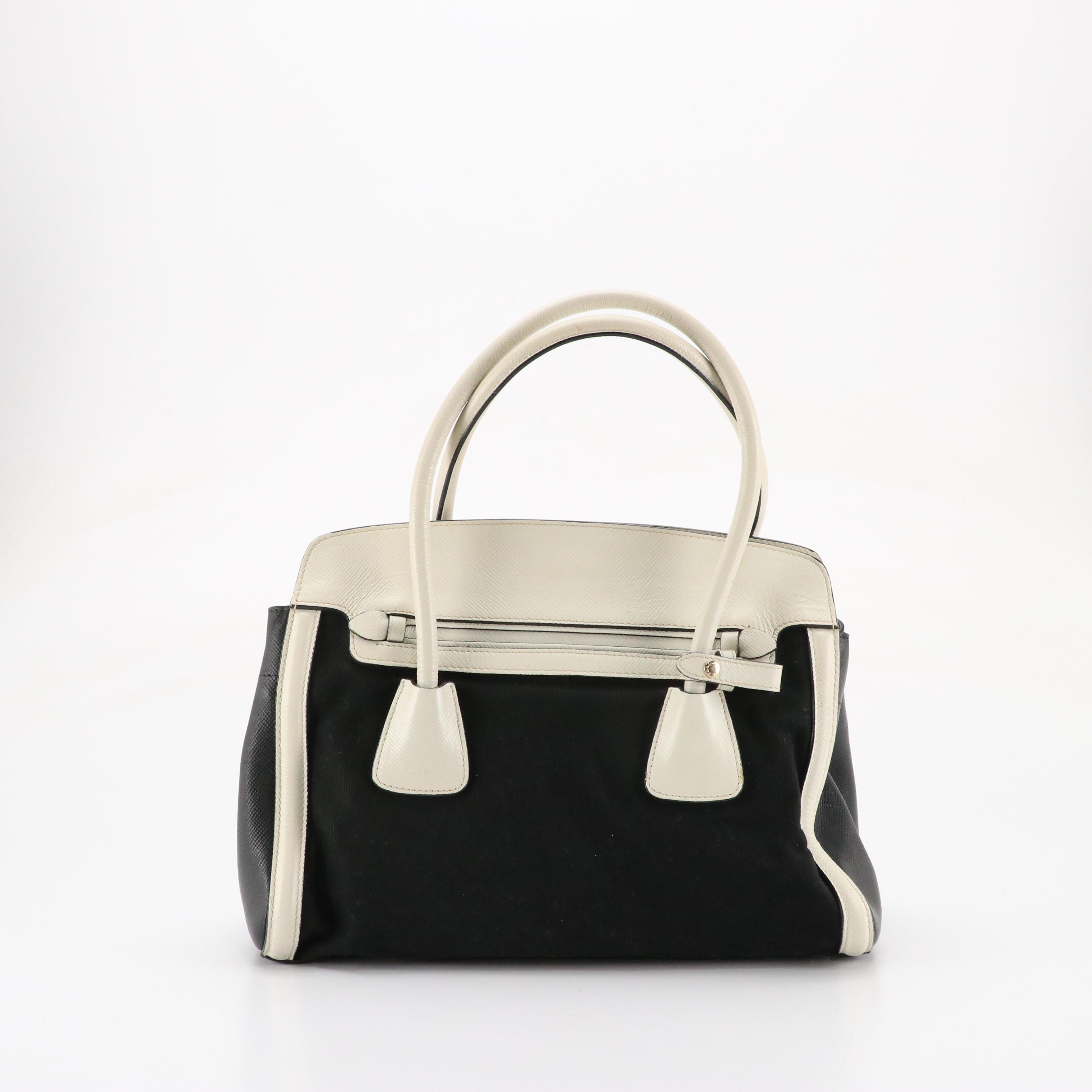 Prada Two-Way Bag in Canvas and Saffiano Leather