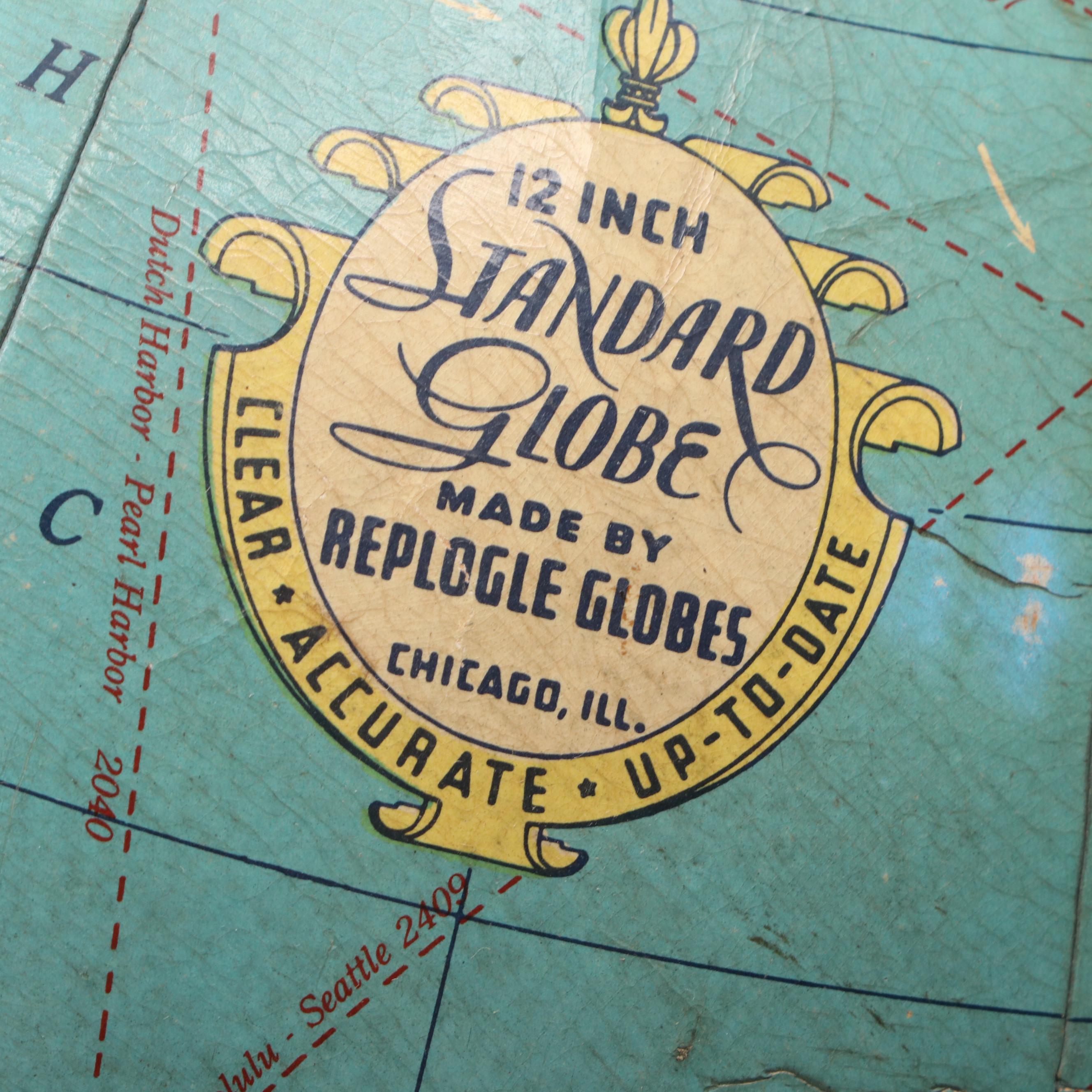 Replogle Globe Co. 12" Standard Globe, Mid-20th Century