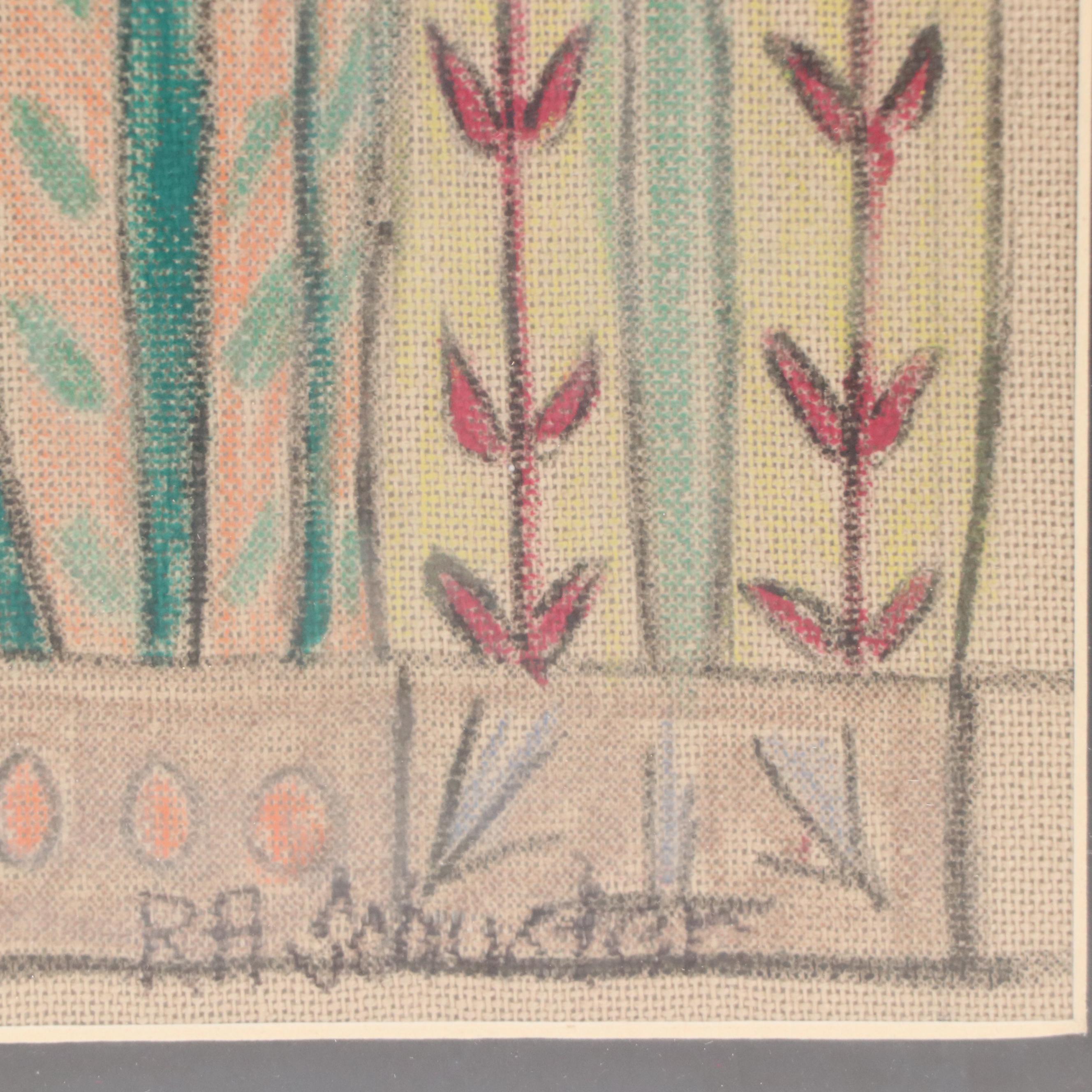 R. A. Schuster Figural Mixed Media Painting, Late 20th Century