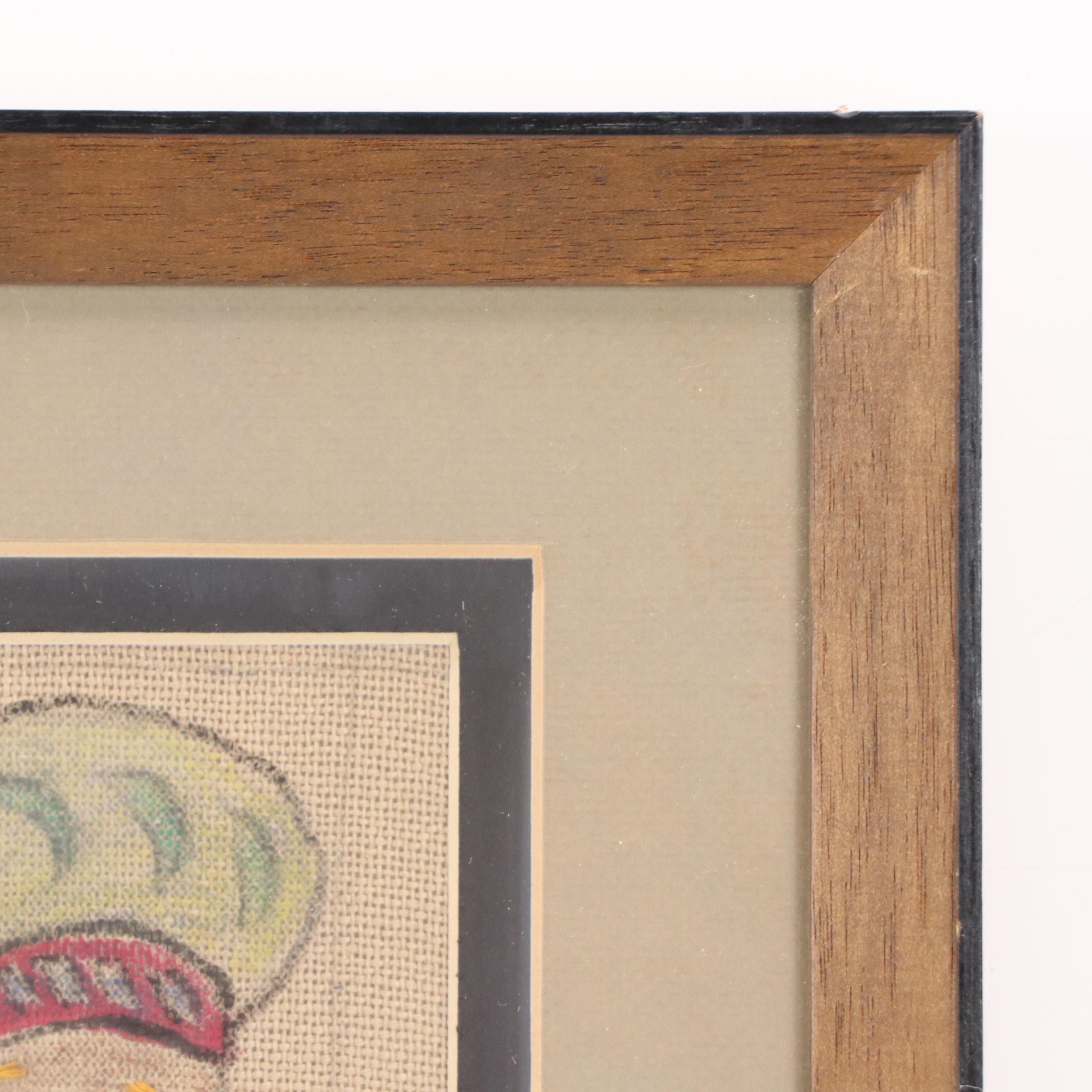 R. A. Schuster Figural Mixed Media Painting, Late 20th Century