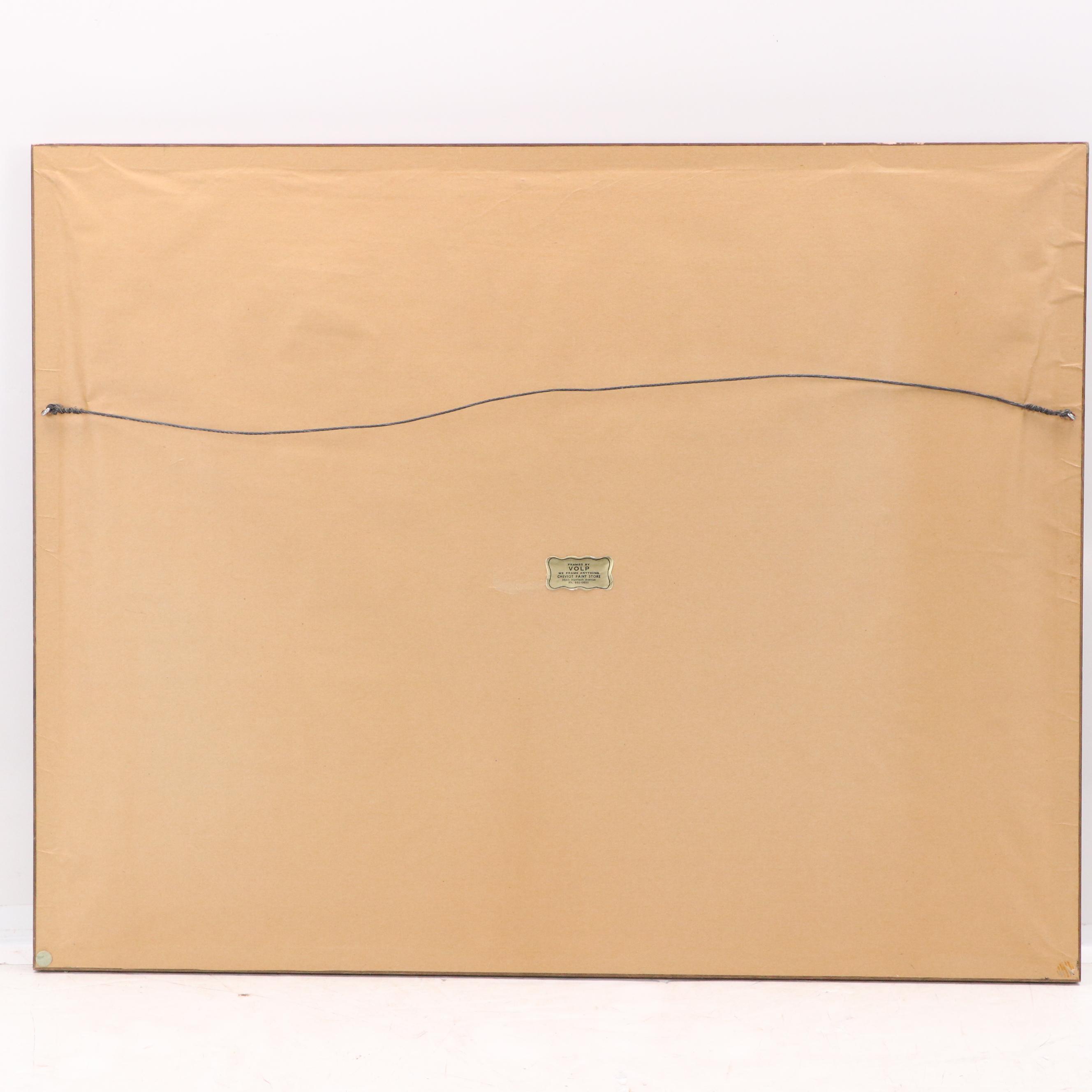 R. A. Schuster Figural Mixed Media Painting, Late 20th Century