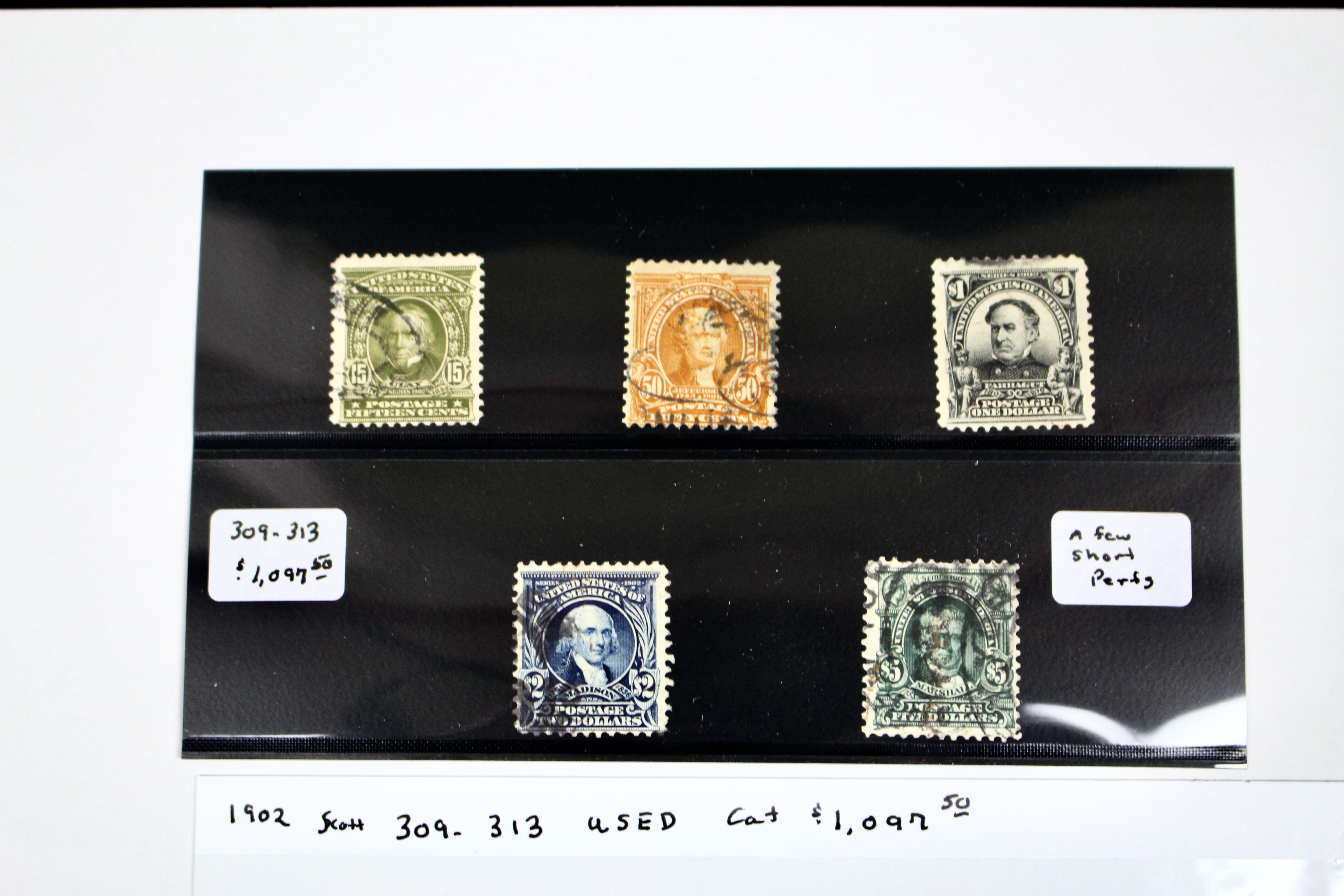 Five High Value U.S. Postage Stamps, 1902