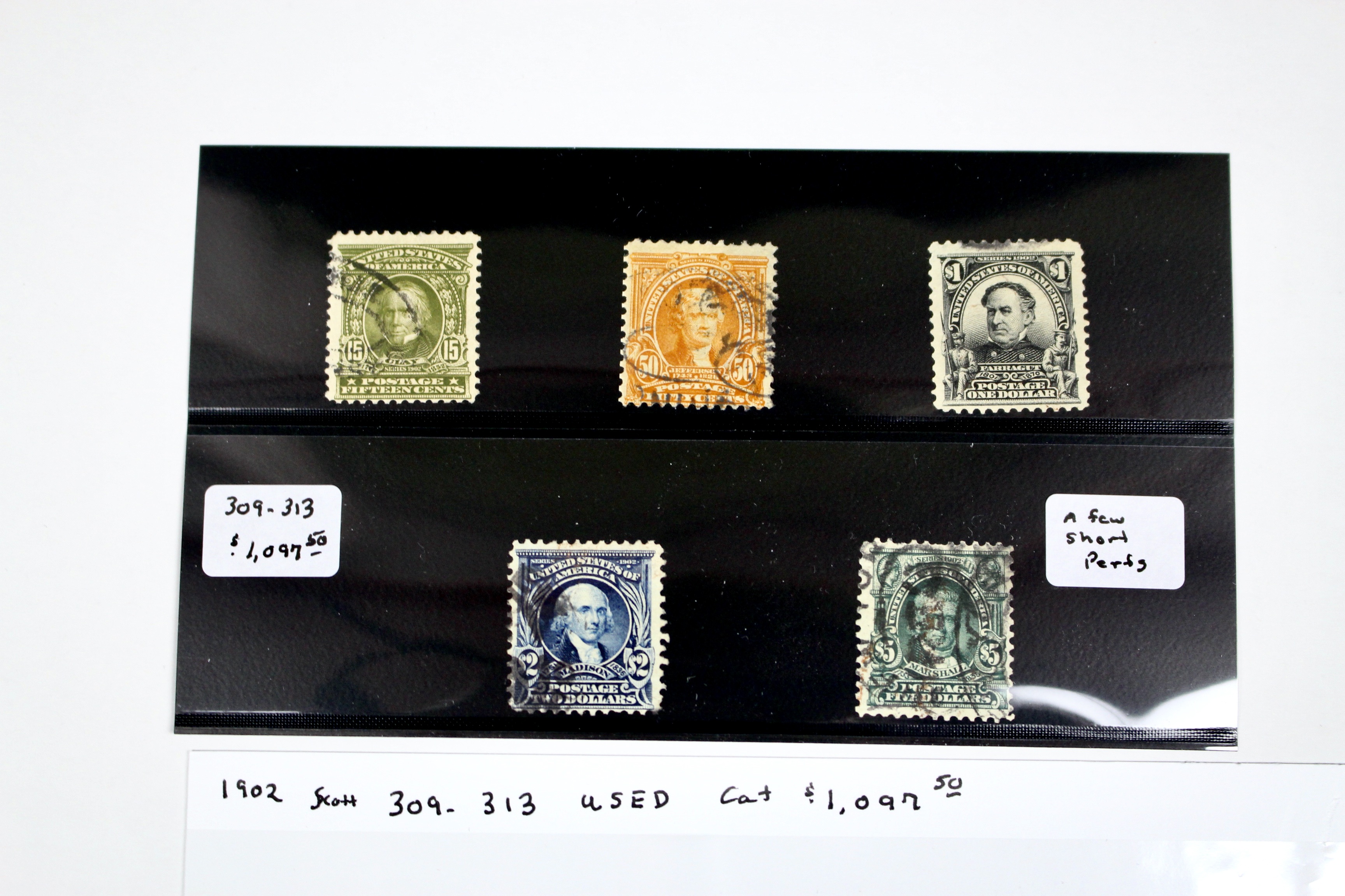 Five High Value U.S. Postage Stamps, 1902