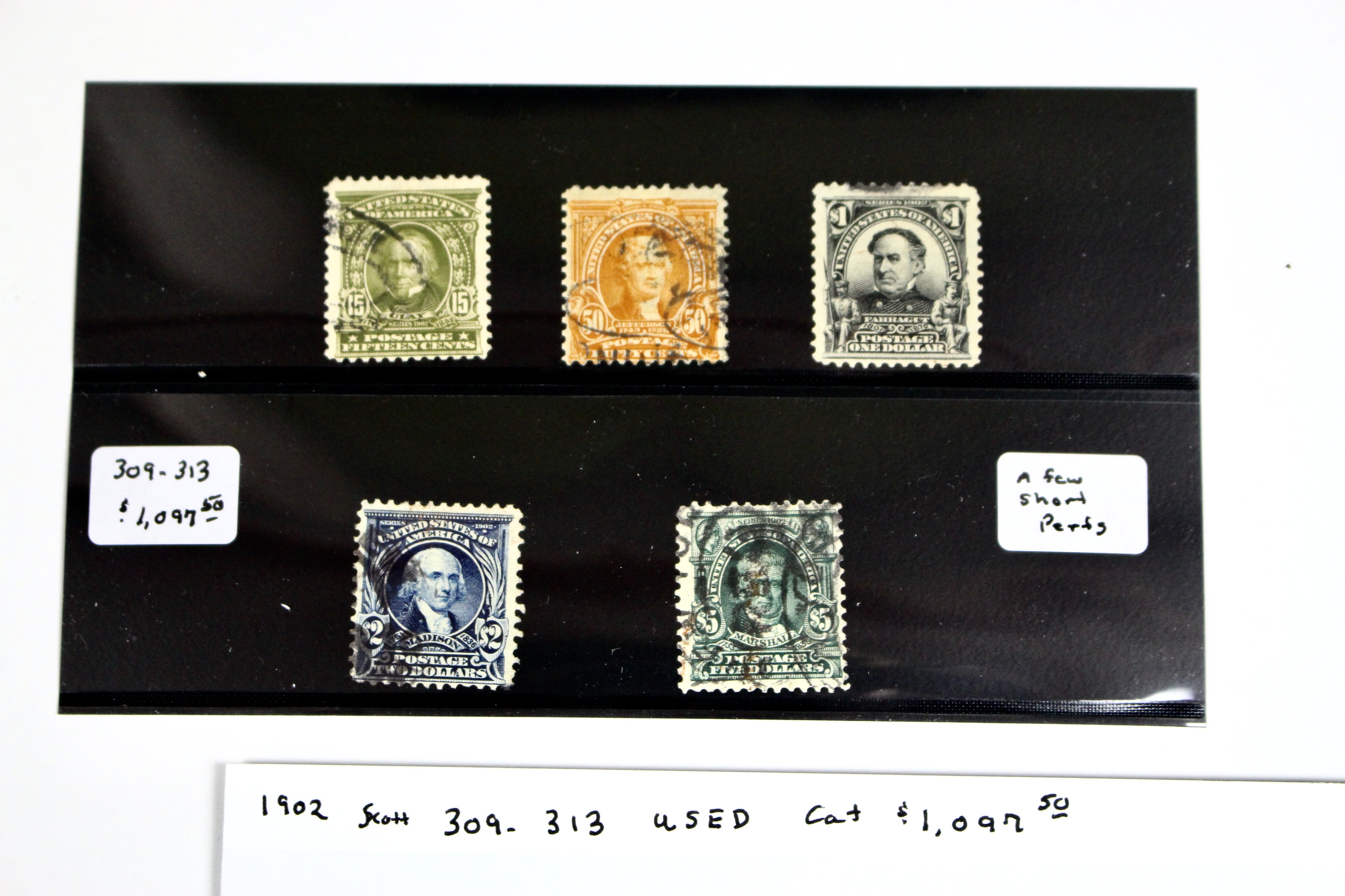 Five High Value U.S. Postage Stamps, 1902