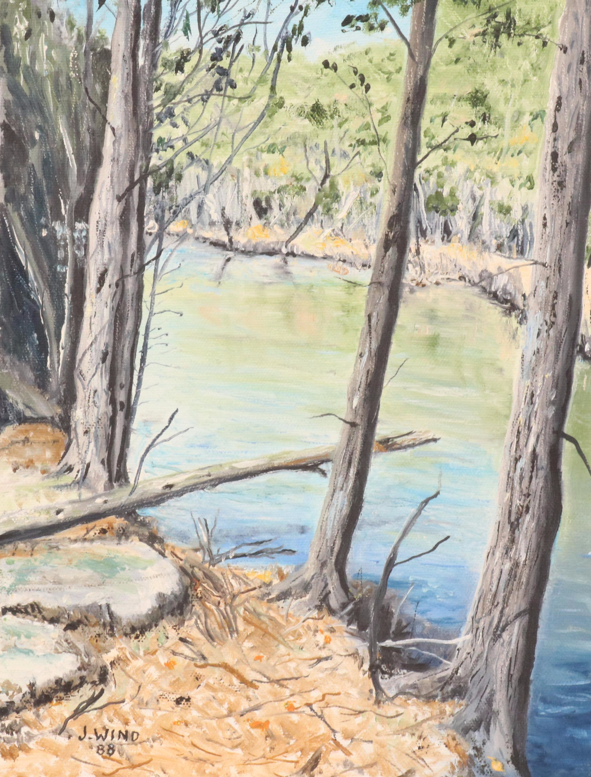 J. Wind River Landscape Acrylic Painting, 1988