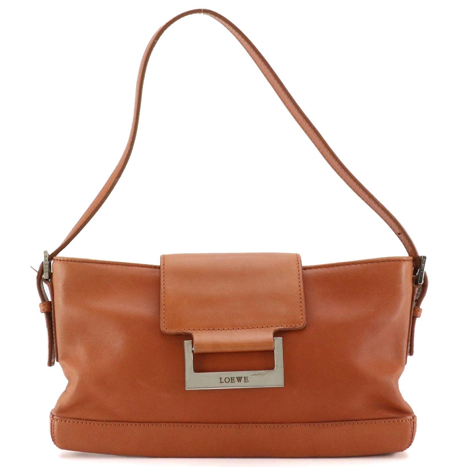 Loewe Small Baguette Shoulder Bag in Brown Lambskin Leather