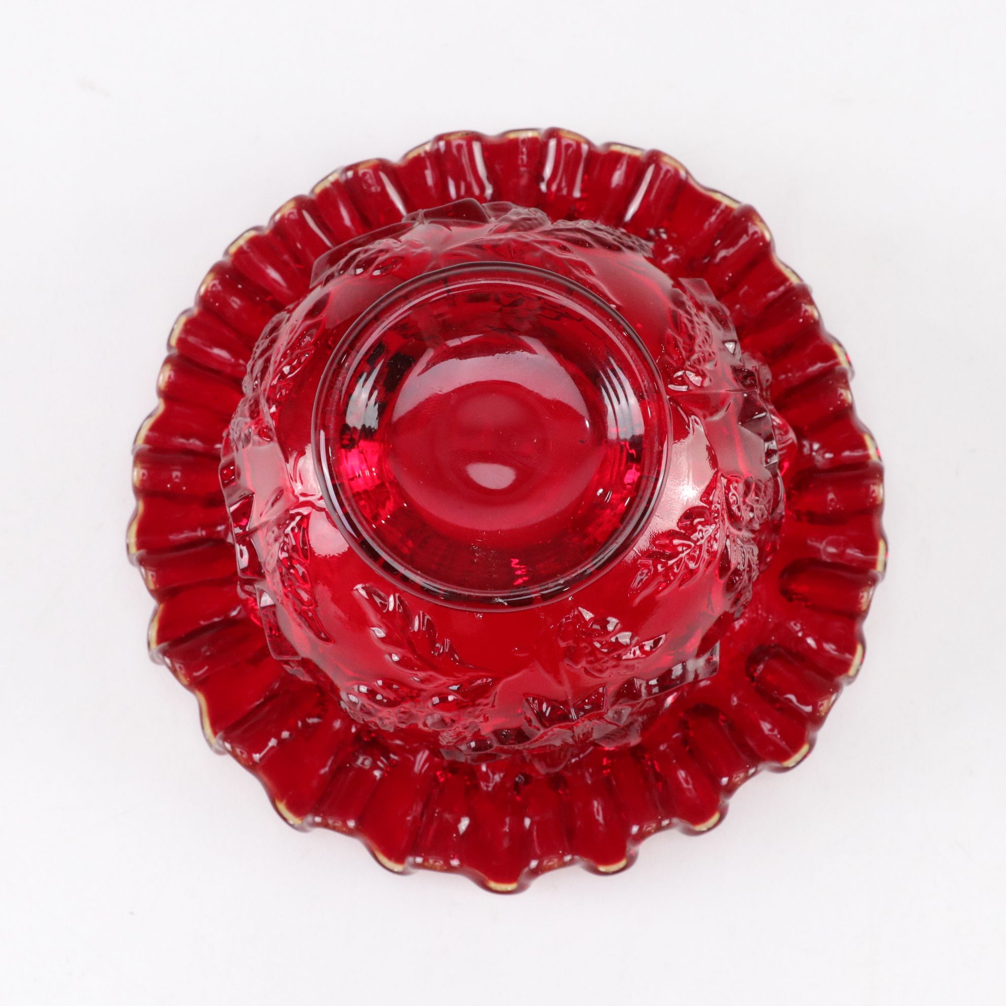 Fenton and L.G. Wright Four-Piece "Red Roses" Glass Fairy Light