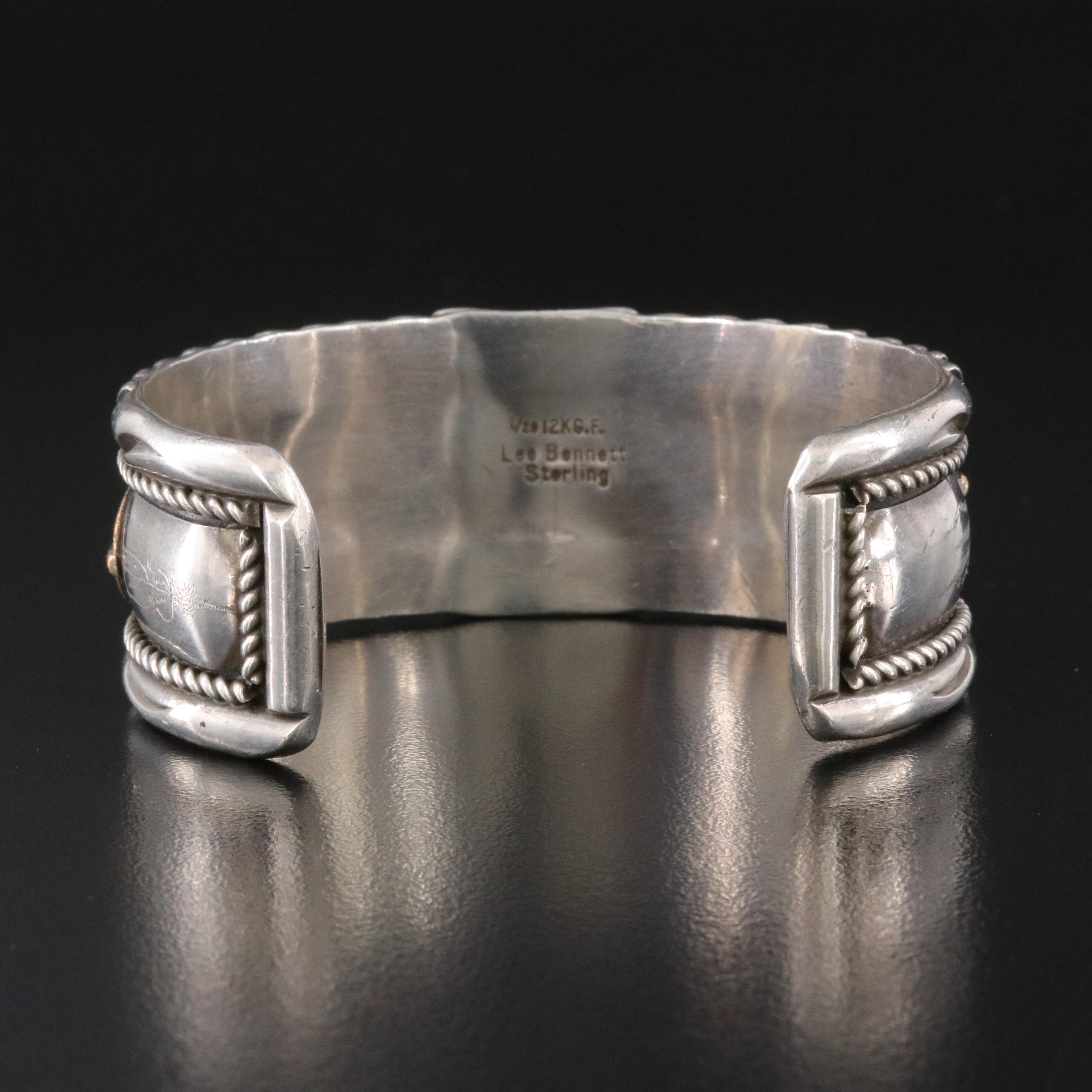 Lee Bennett Navajo Diné Sterling and Gold-Filled Feather Cuff Bracelet