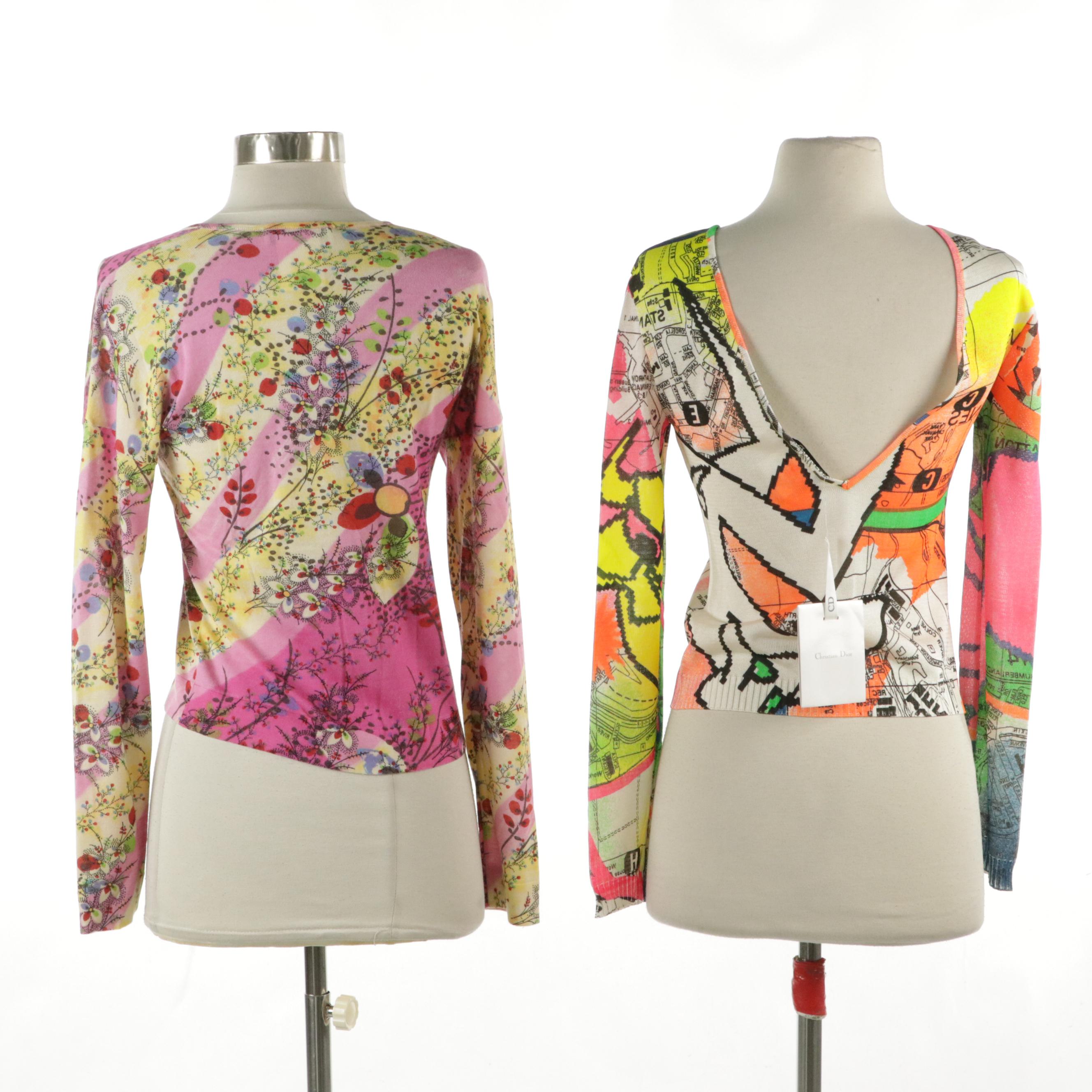 Christian Dior Boutique Long Sleeve Patterned Knit Tops
