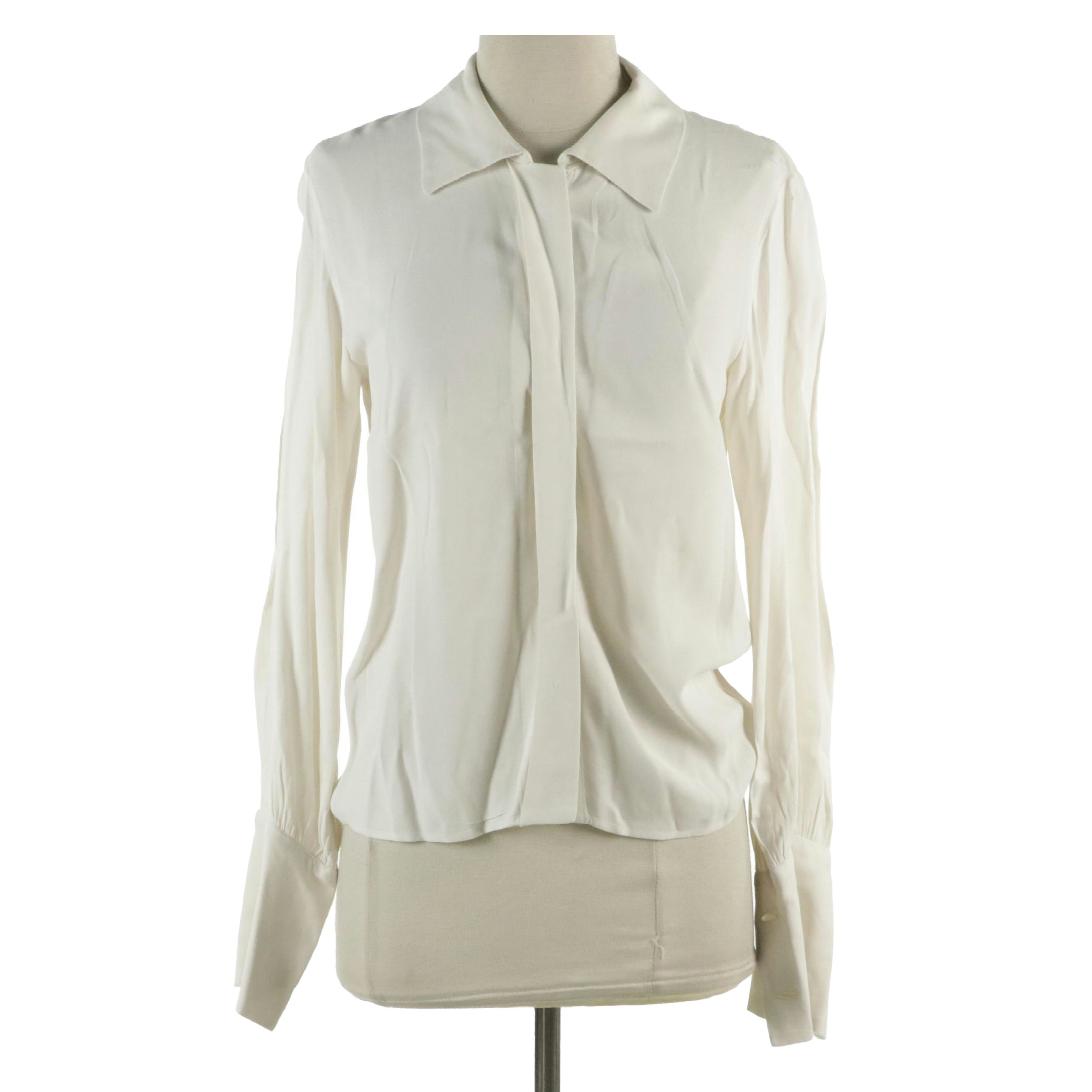 Yves Saint Laurent Button-Up Blouse with French Cuffs
