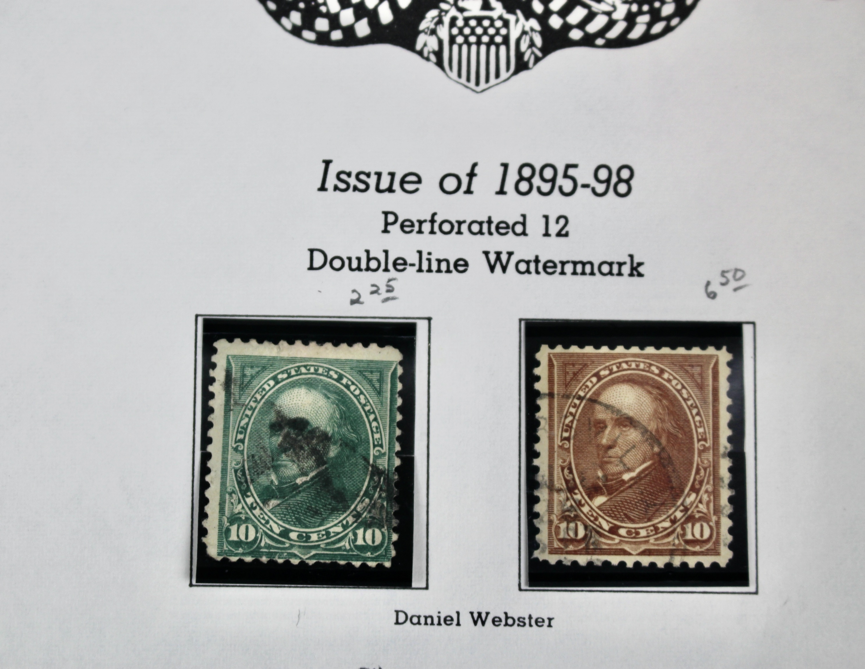 Ten Used U.S. Postage Stamps, Including Four High Value, 1895 to 1898