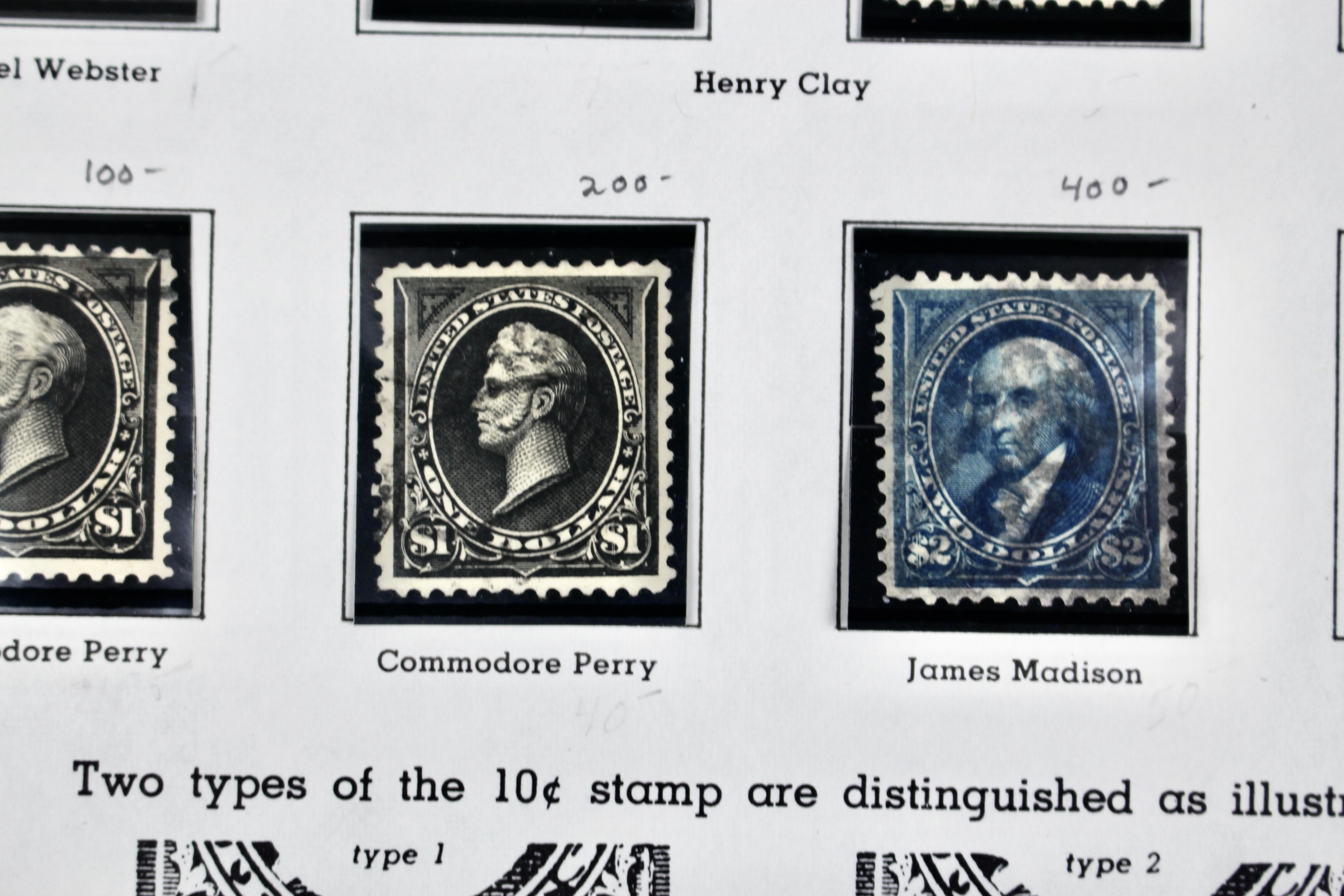 Ten Used U.S. Postage Stamps, Including Four High Value, 1895 to 1898