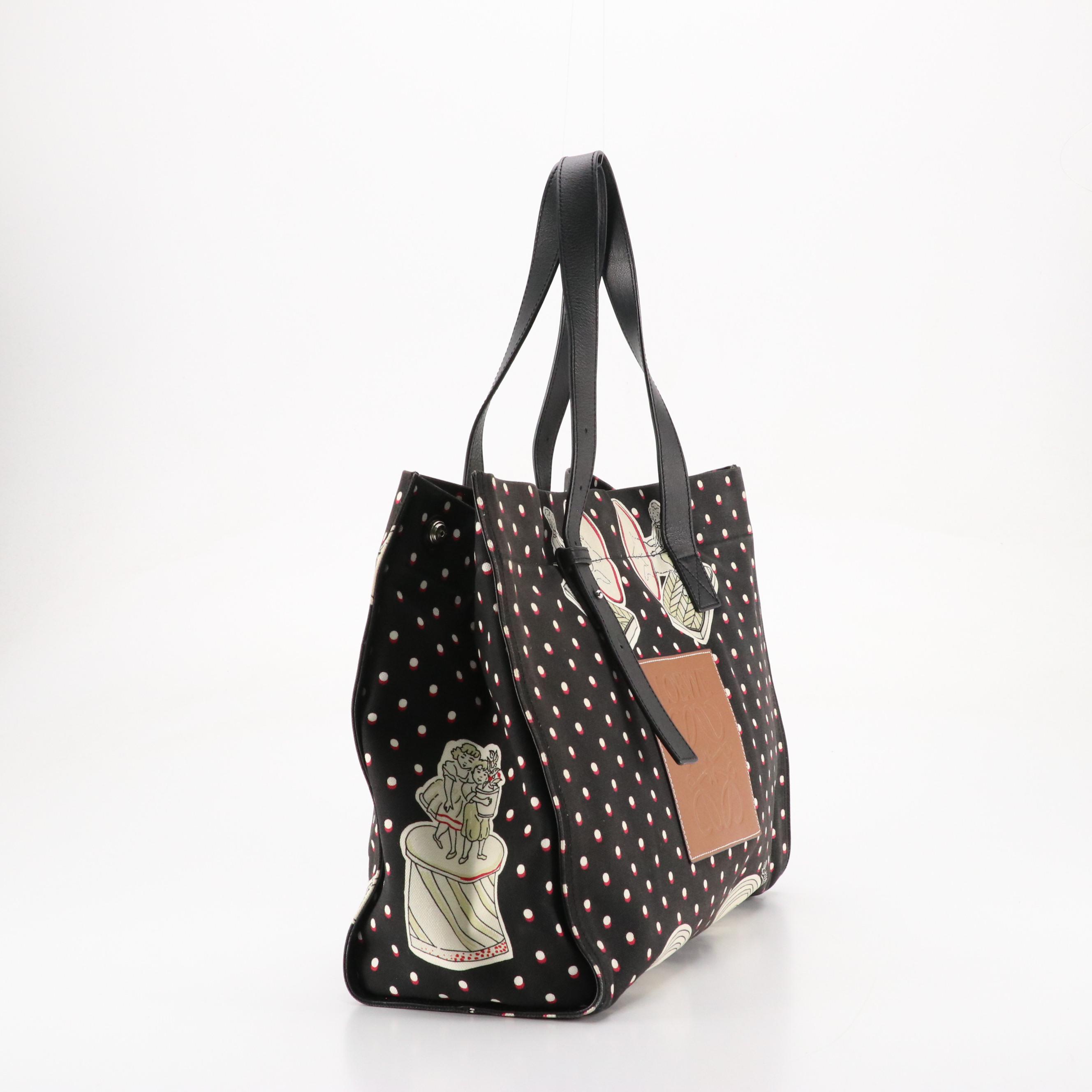 Loewe x Paula's Ibiza II Close To Paradise Tote Bag in B&W Dot Printed Canvas