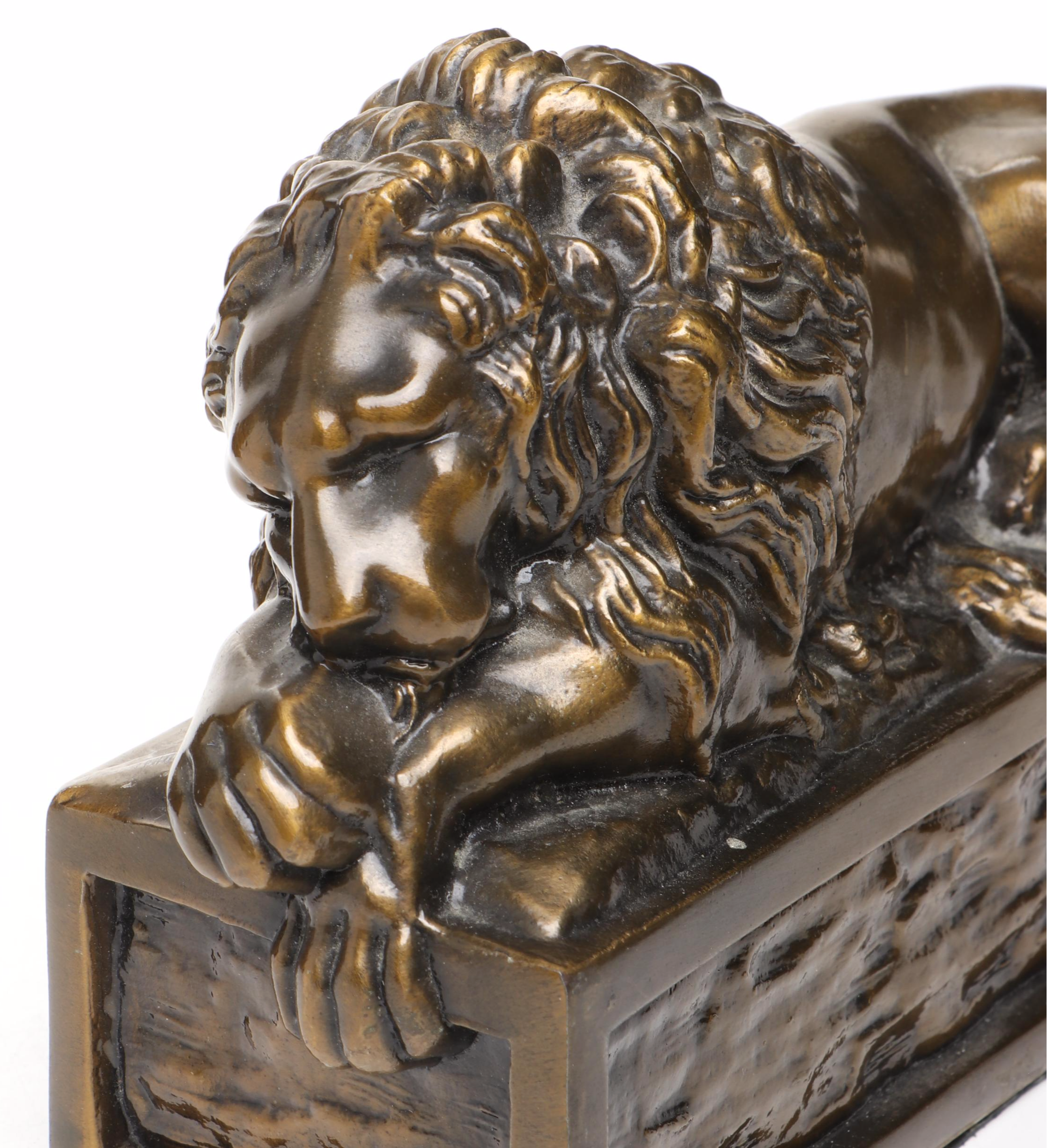 Bronzed Metal Recumbent Lion Bookends