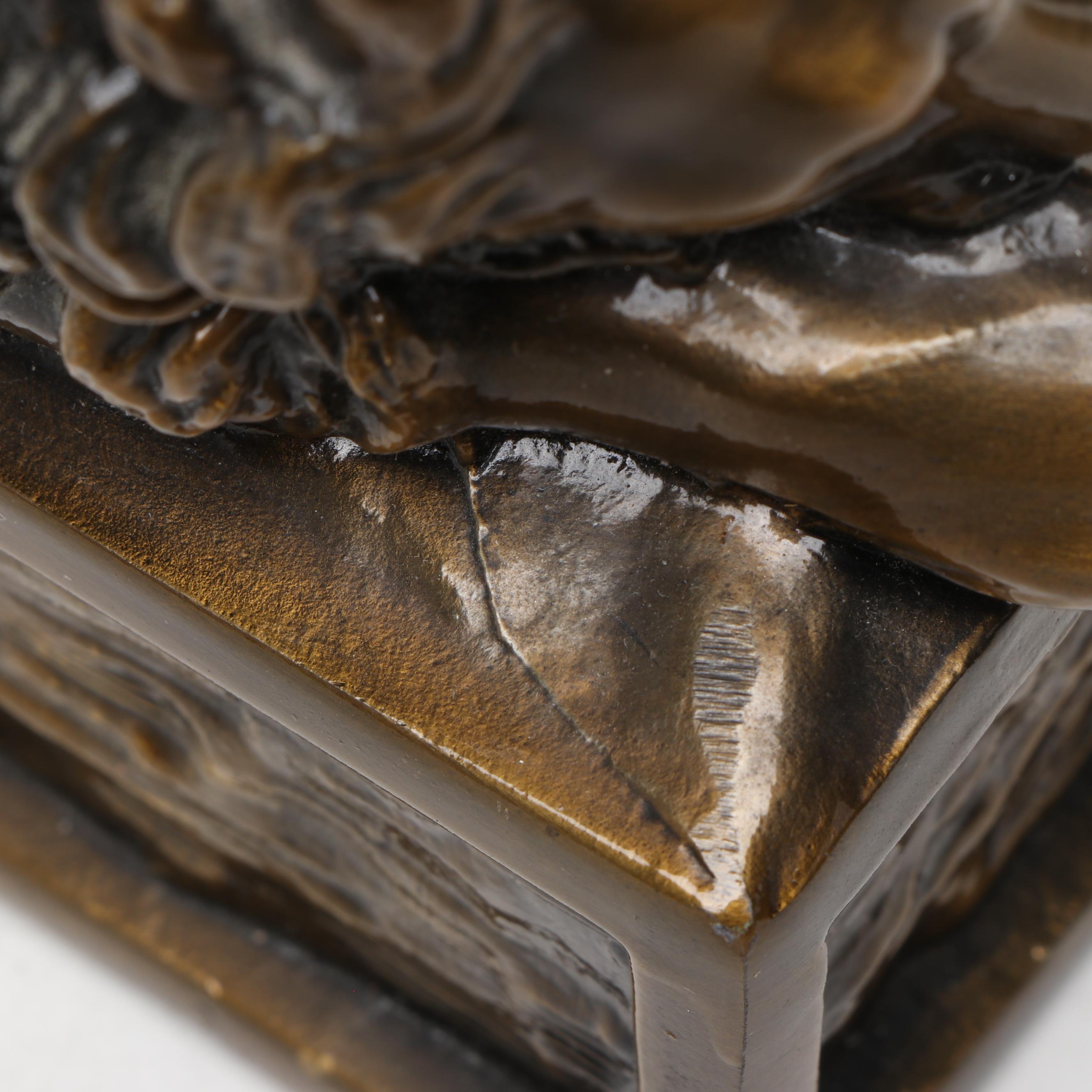 Bronzed Metal Recumbent Lion Bookends