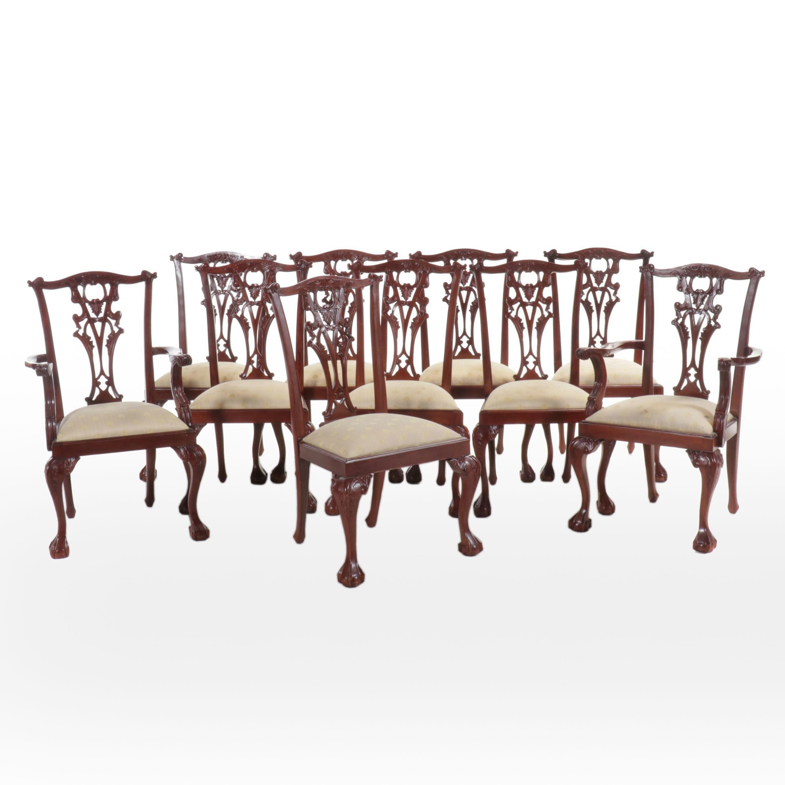 Set of Ten Chippendale Style Mahogany Dining Chairs
