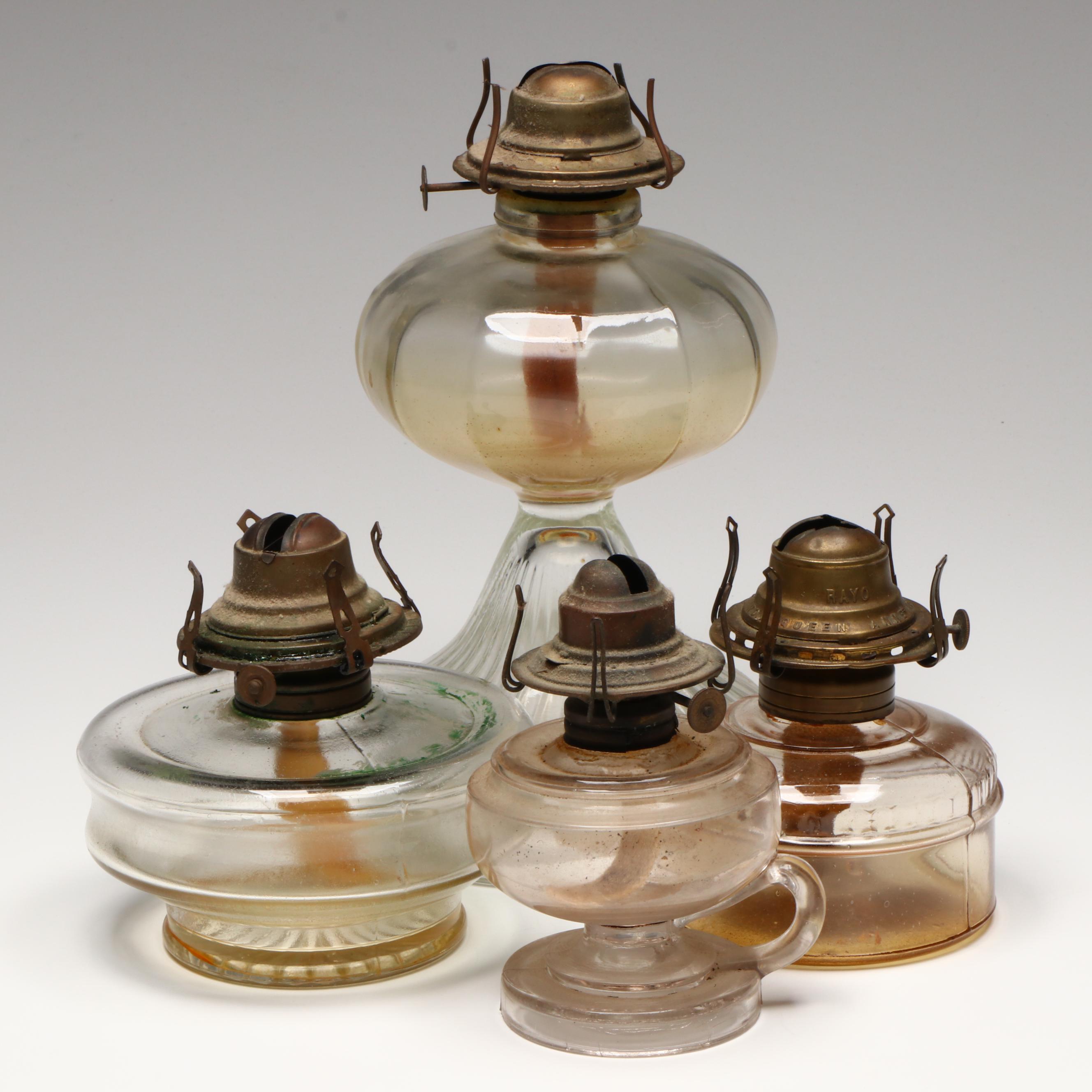Queen Anne No. 2 with Other Glass Oil Lamps, Late 19th/Early 20th Century