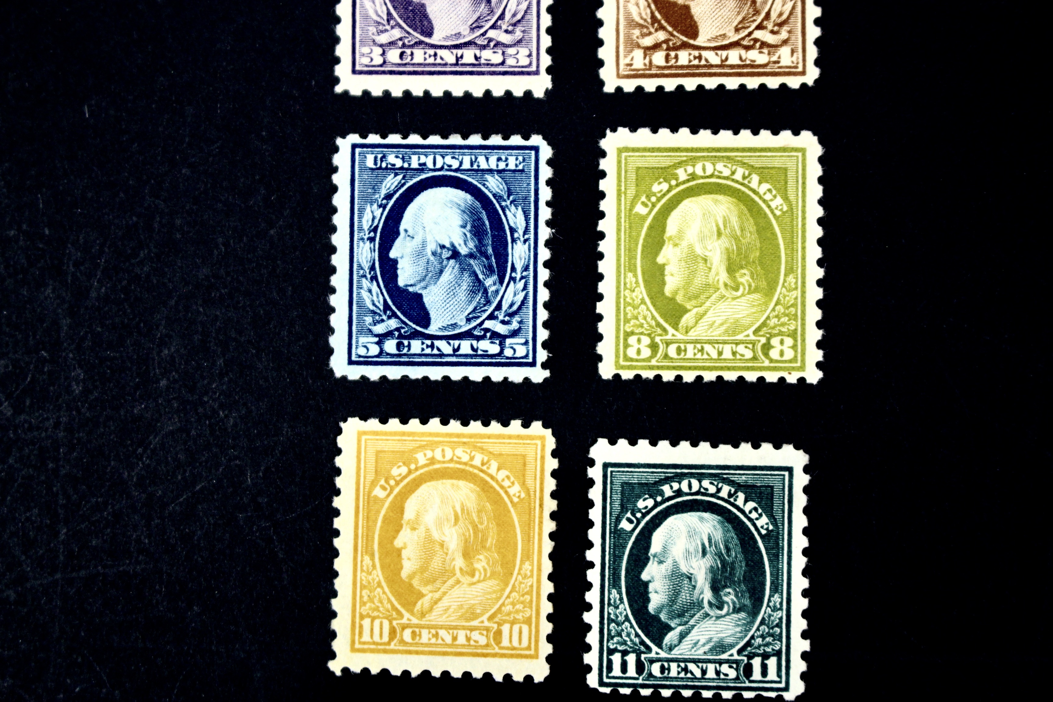 Nine Mint Condition Regular Issue U.S. Stamps, 1916