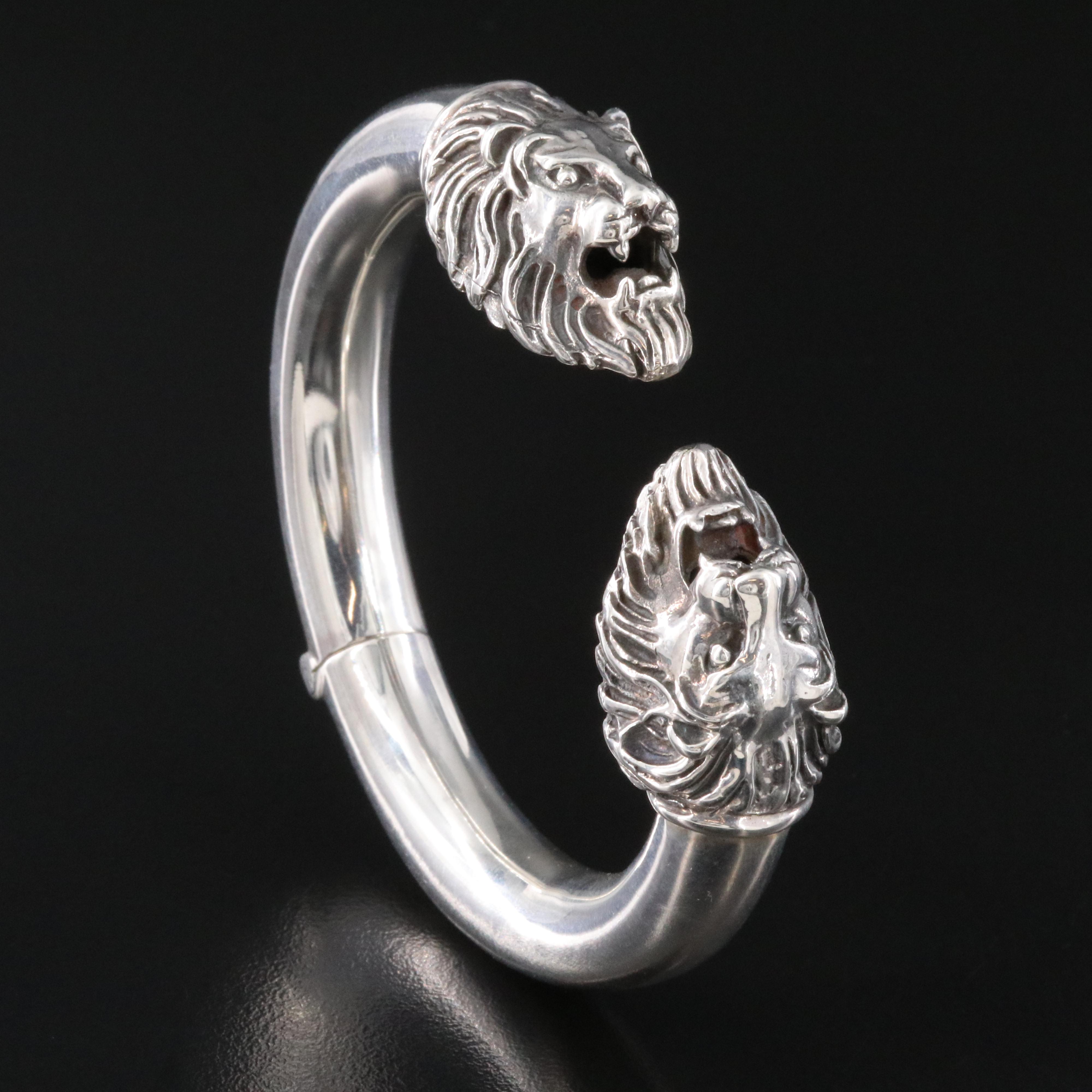 Sterling Lion Head Cuff