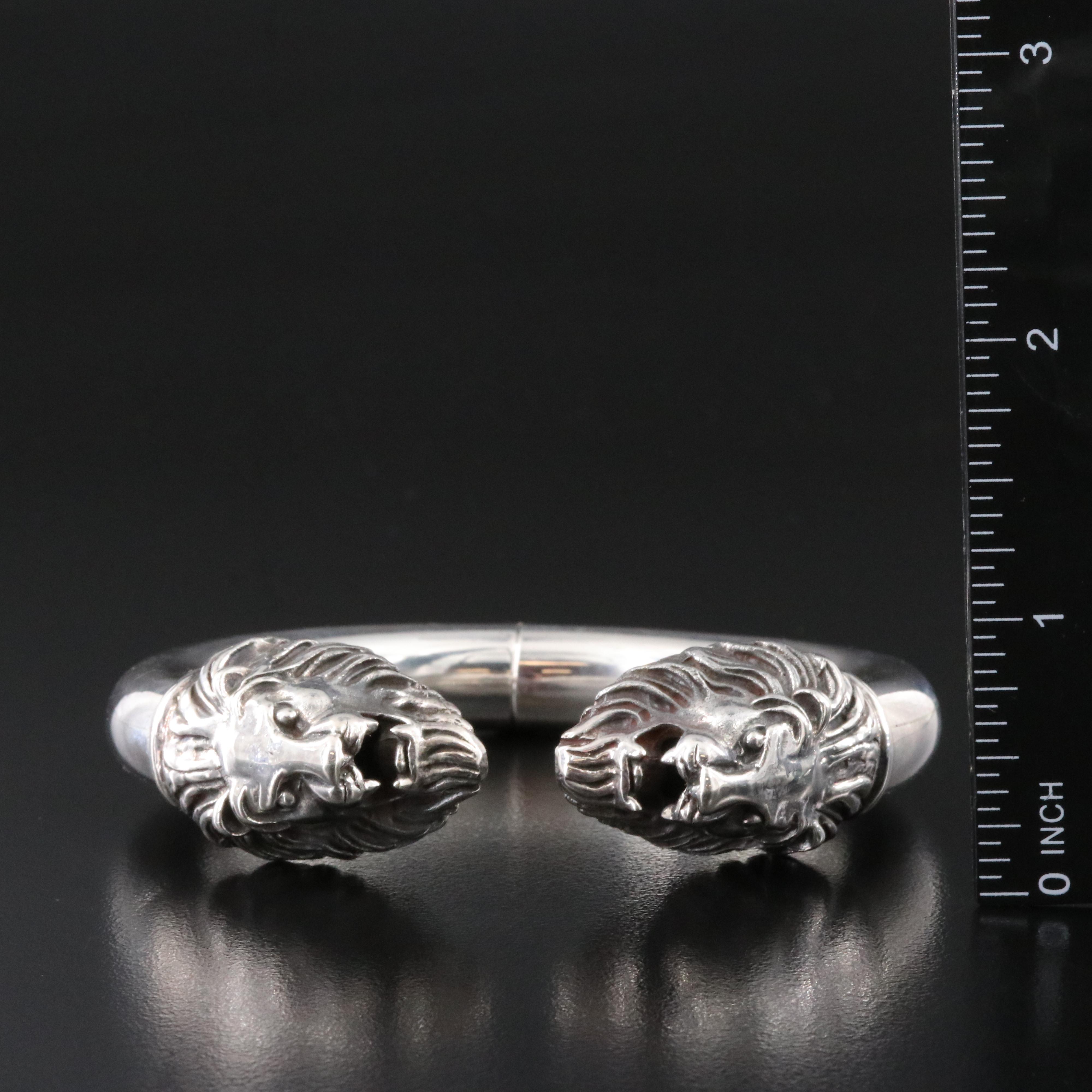 Sterling Lion Head Cuff