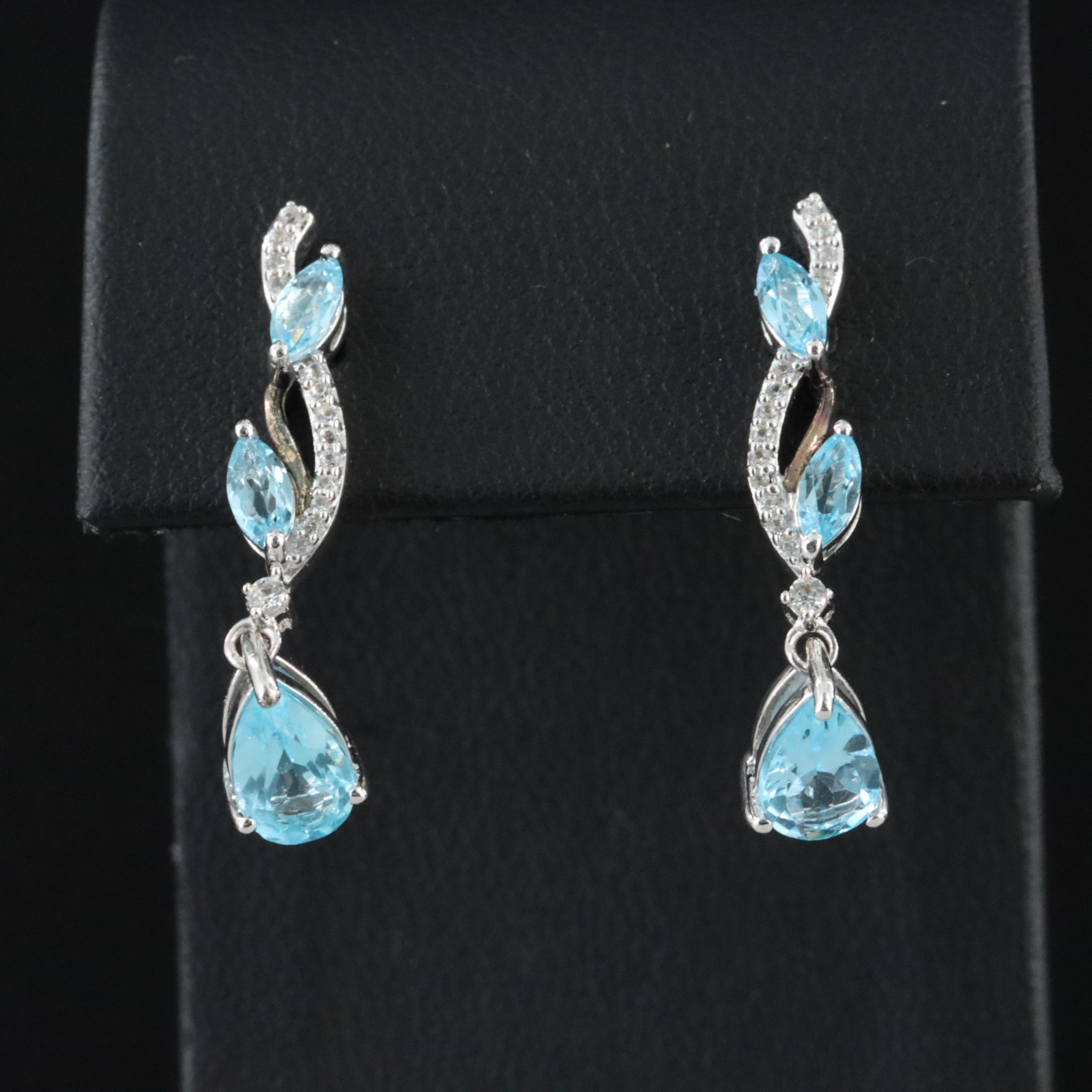 Sterling Sky Blue Topaz and White Sapphire Pendant Earrings
