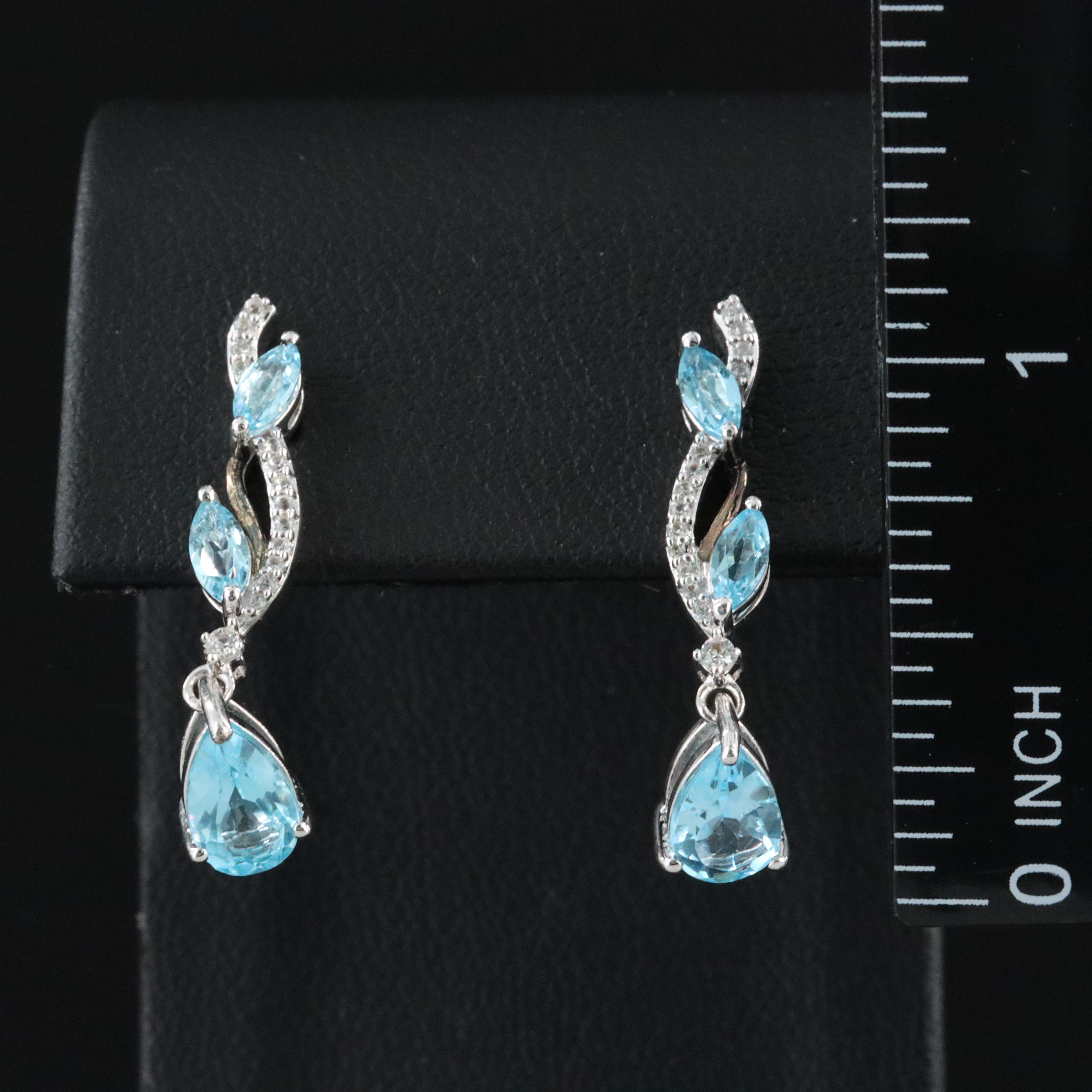 Sterling Sky Blue Topaz and White Sapphire Pendant Earrings