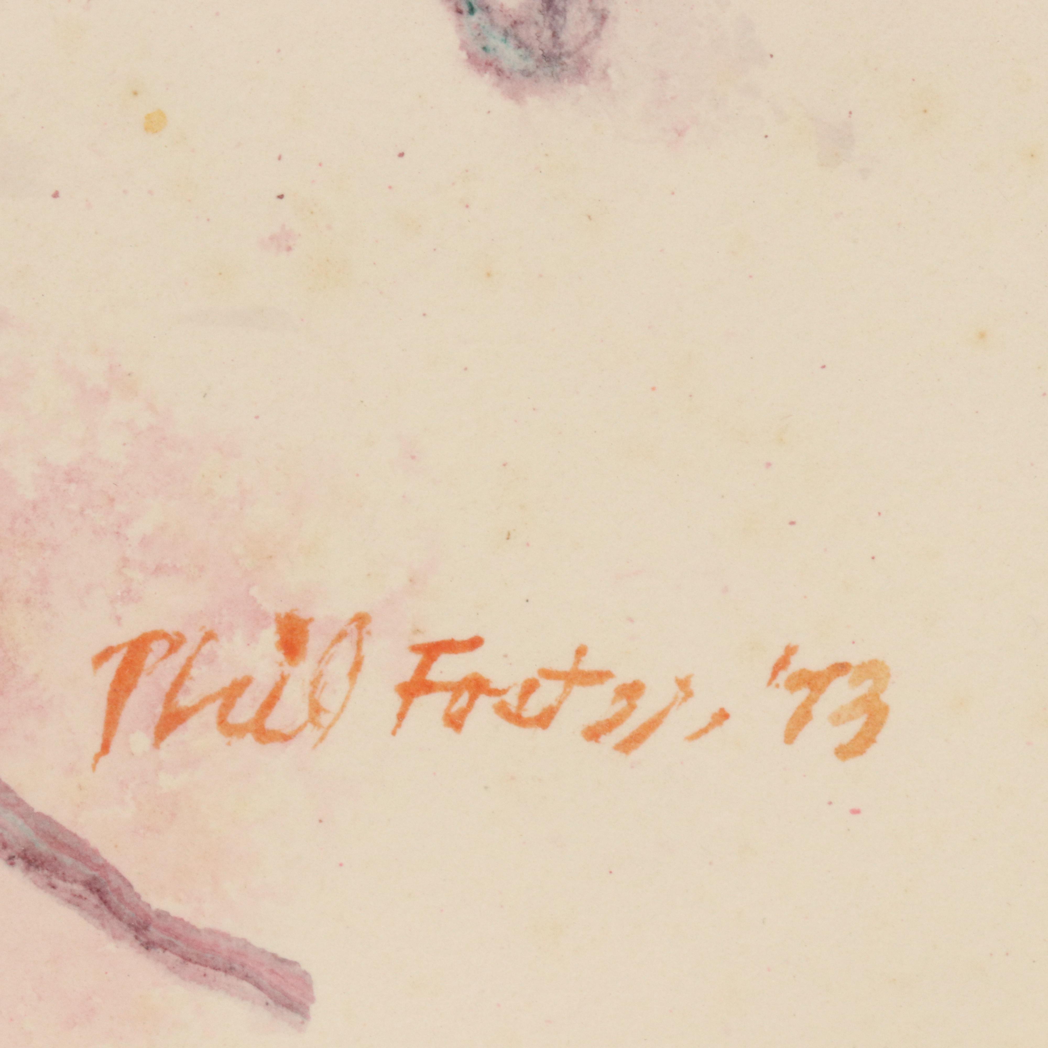 Watercolor Painting of Seated Nude Figure, 1973