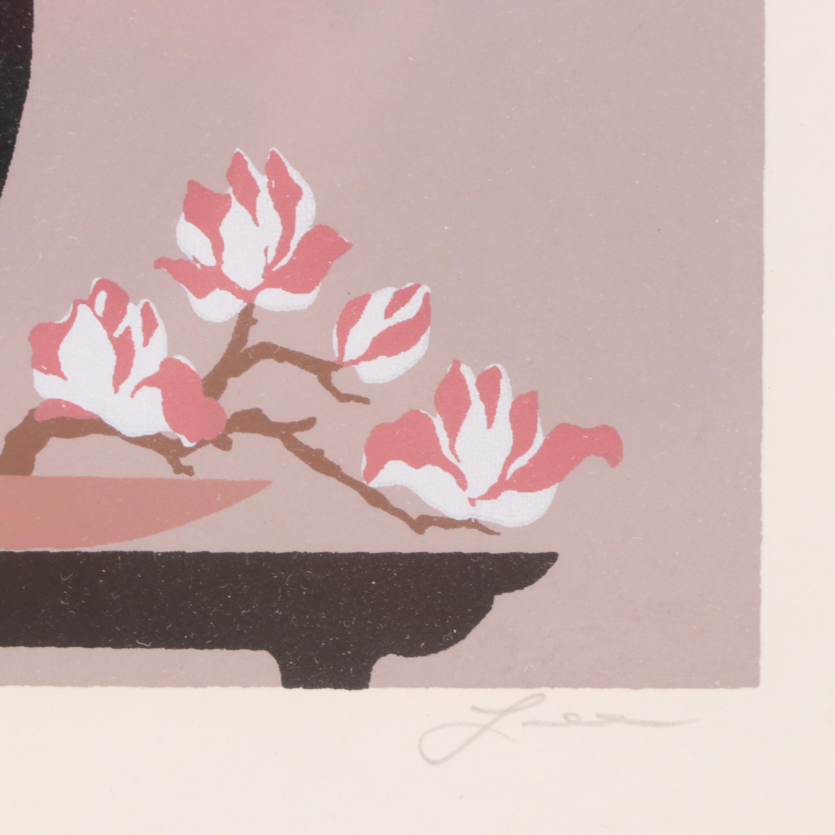 Edward Lee Floral Still Life Serigraph, Late 20th Century