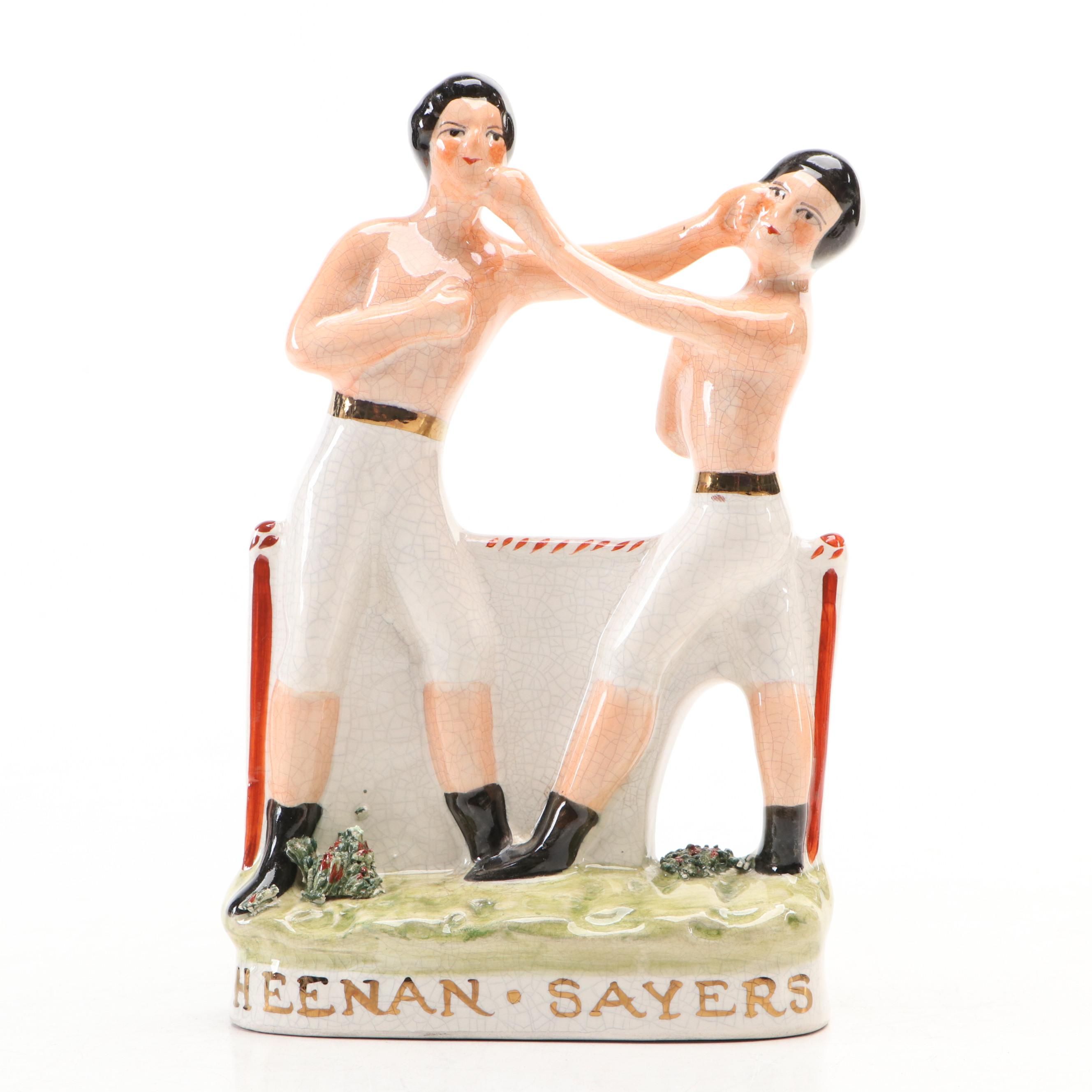 English Staffordshire Style "Heenan and Sayers" Ceramic Figurine