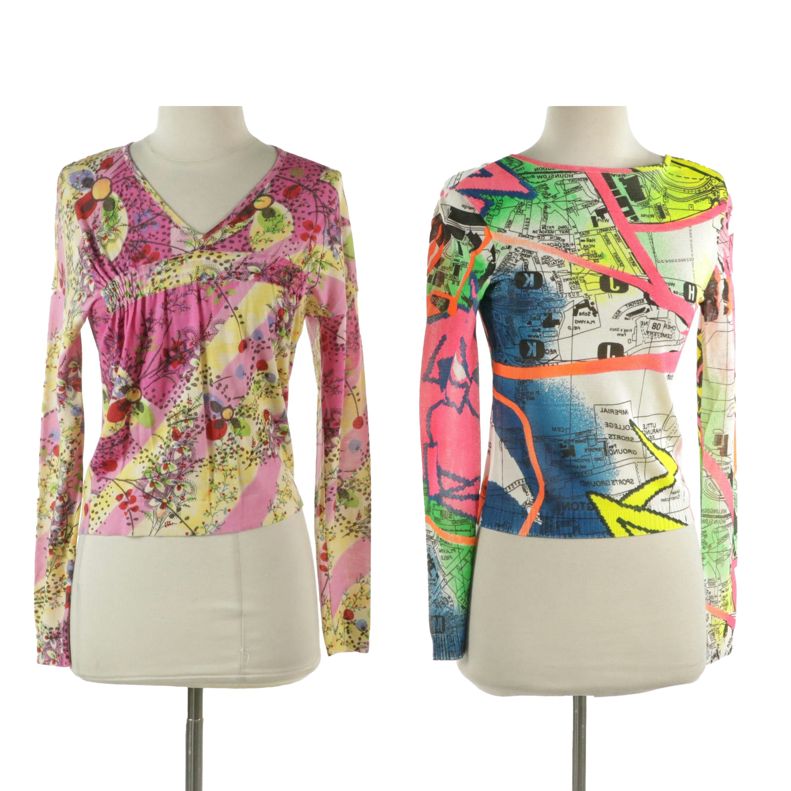 Christian Dior Boutique Long Sleeve Patterned Knit Tops