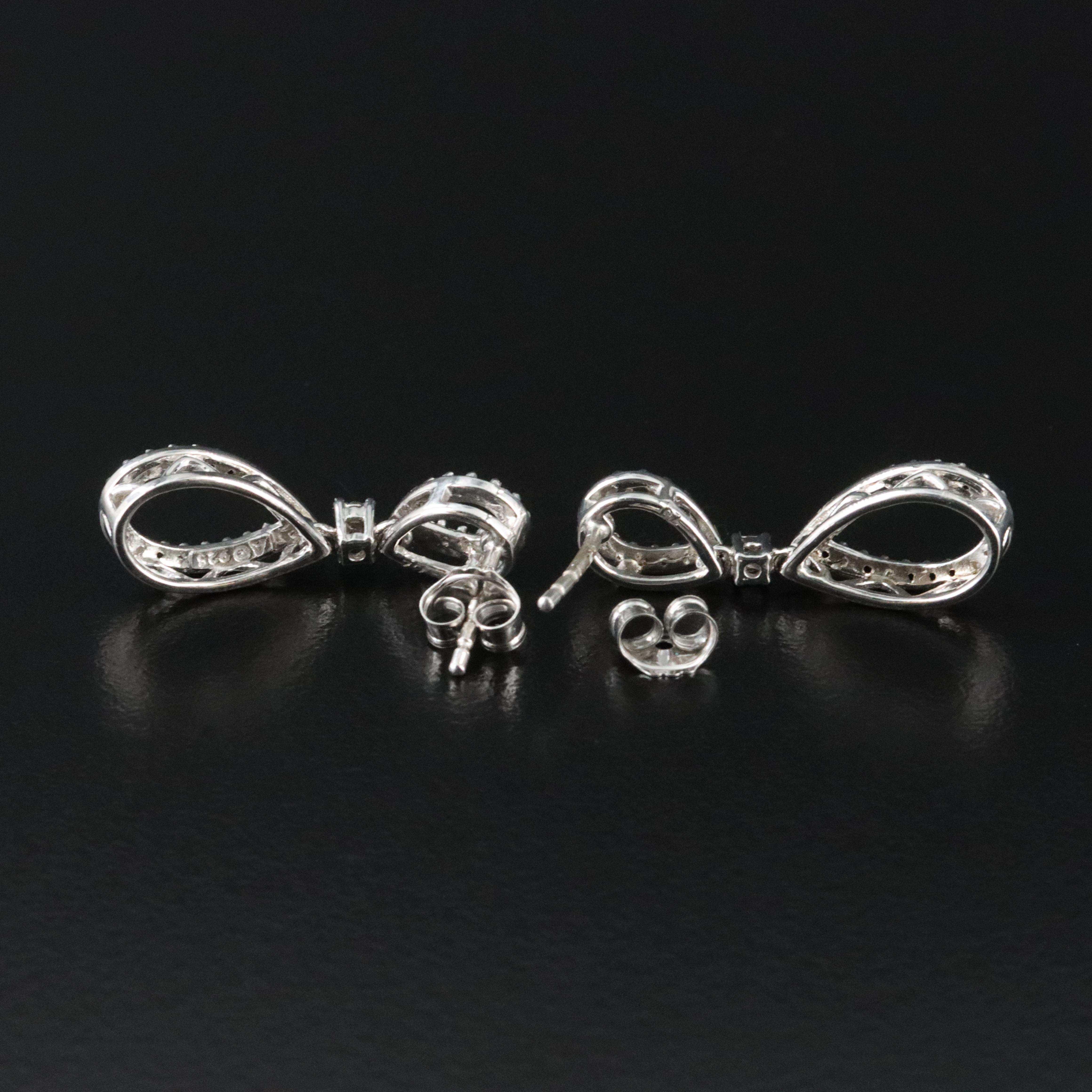 Sterling White Sapphire Teardrop Pendant Earrings