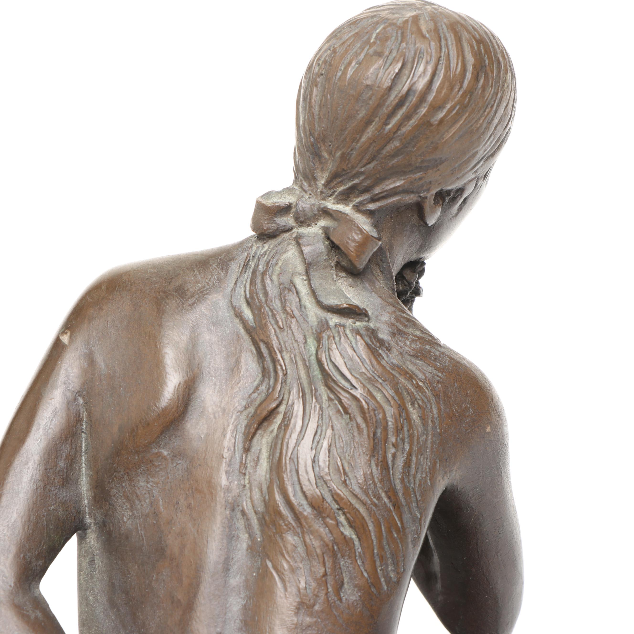 M. Stelzer for Franklin Mint "Kneeling Nude" Bronze Sculpture, 1980