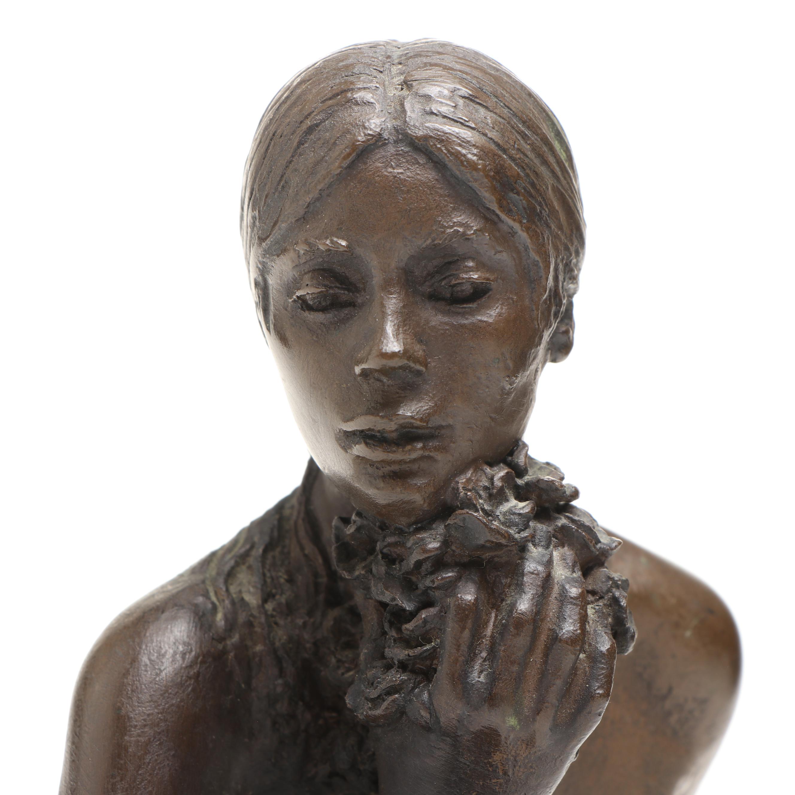 M. Stelzer for Franklin Mint "Kneeling Nude" Bronze Sculpture, 1980