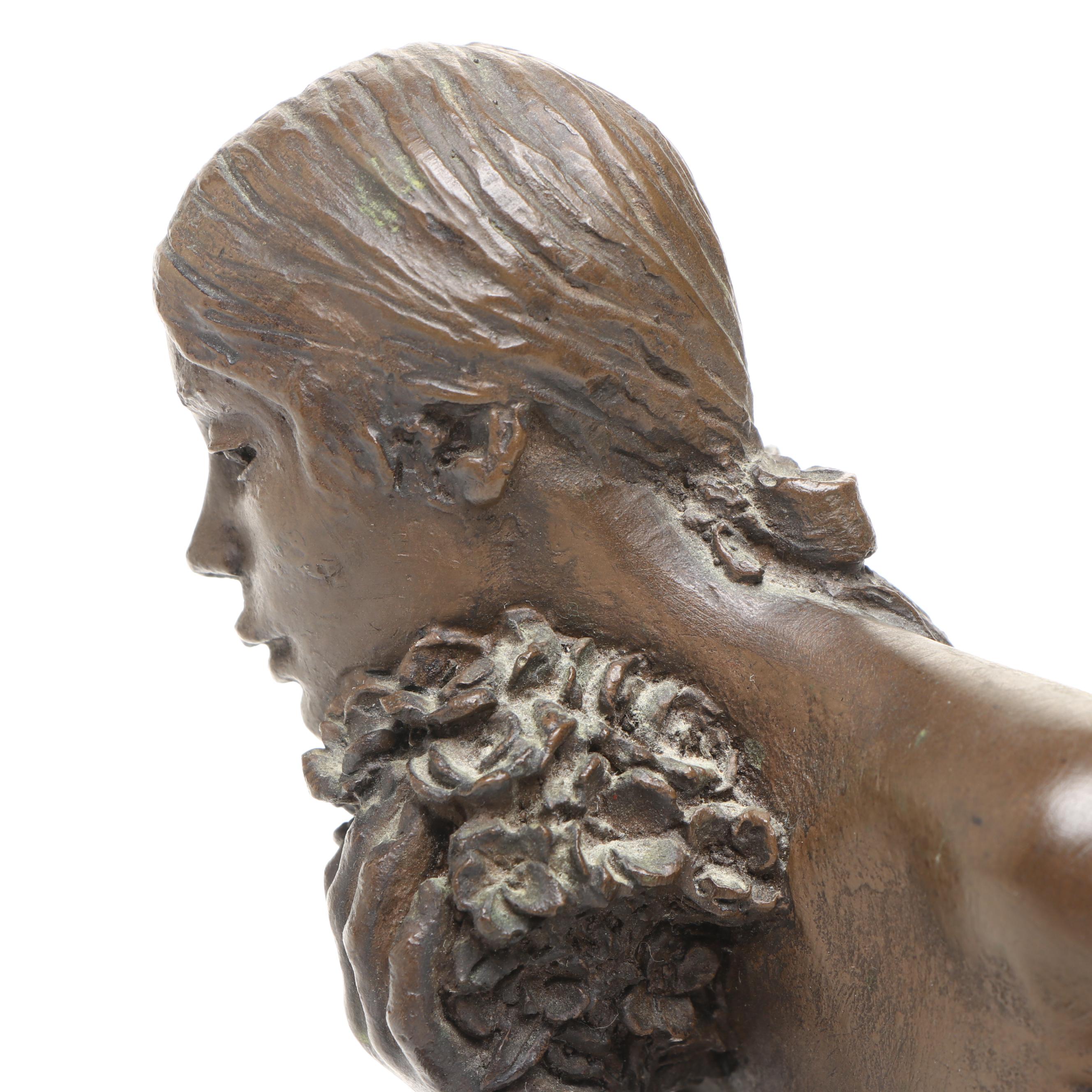 M. Stelzer for Franklin Mint "Kneeling Nude" Bronze Sculpture, 1980