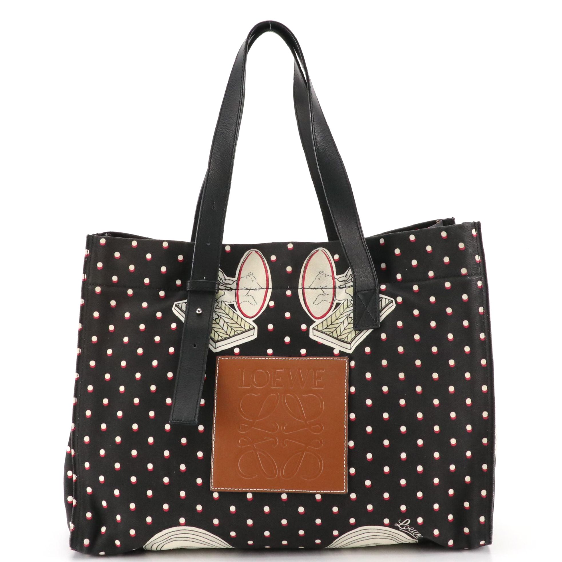 Loewe x Paula's Ibiza II Close To Paradise Tote Bag in B&W Dot Printed Canvas