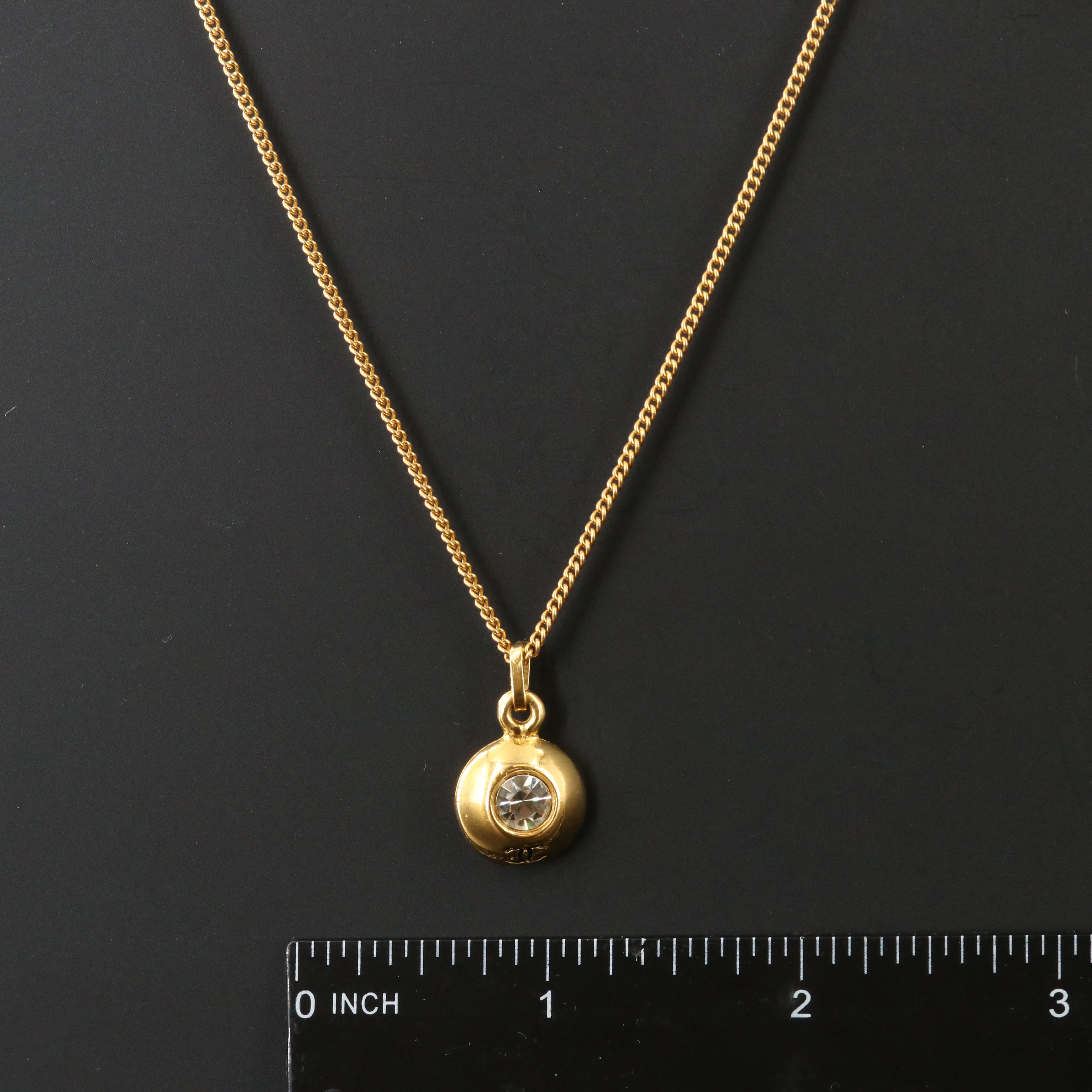 Chanel CC Crystal Pendant Necklace Vintage